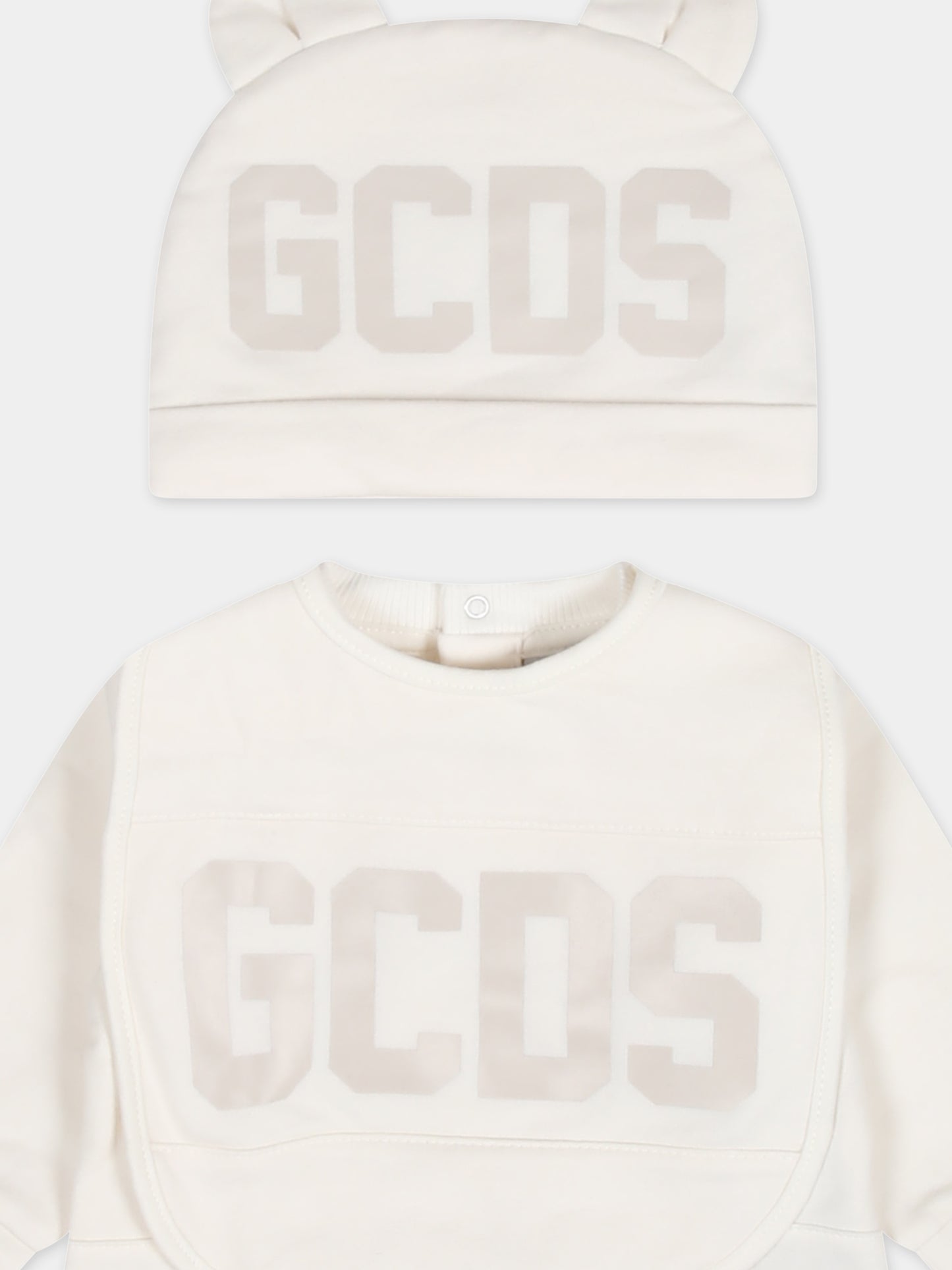 Set avorio per neonato con logo,Gcds Kids,GOY007 LDA26 10063