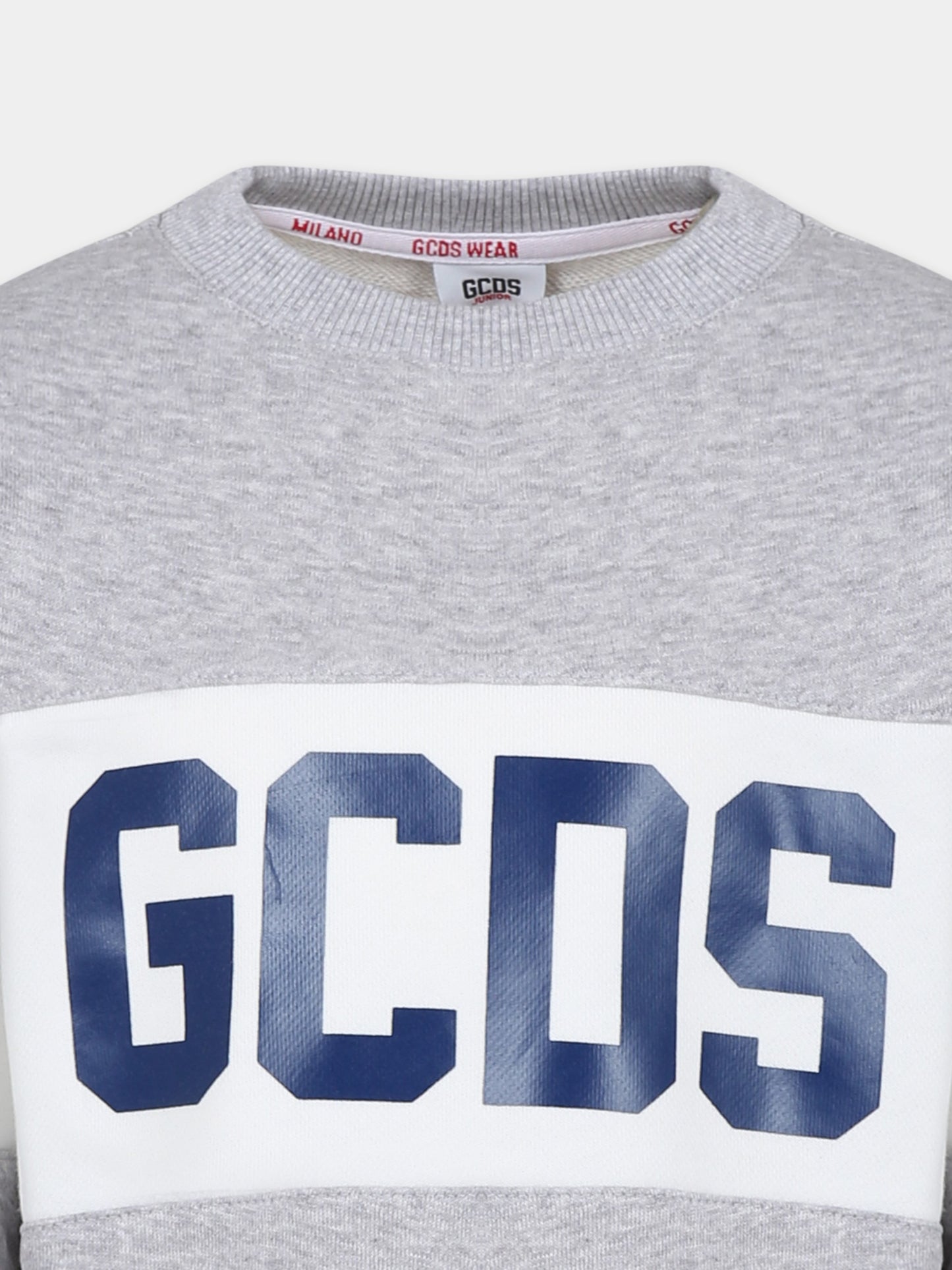 Felpa grigia per bambini con logo,Gcds Kids,DOF005 LCA44 60926