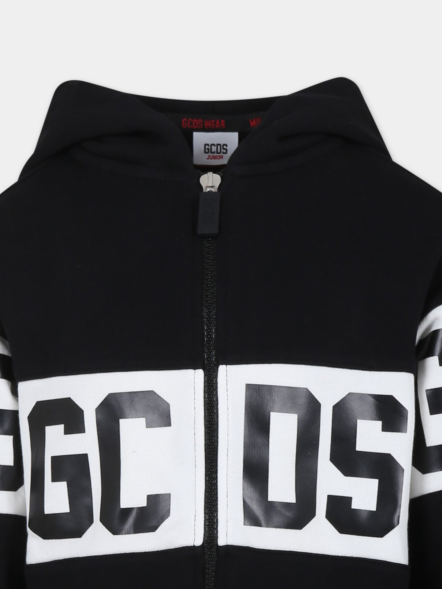Felpa nera per bambini con logo,Gcds Kids,DOF004 LCA44 60100
