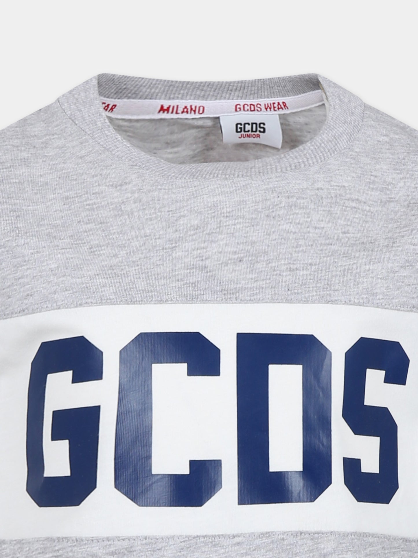 T-shirt grigia per bambini con logo,Gcds Kids,DOM005 LAA22 60926