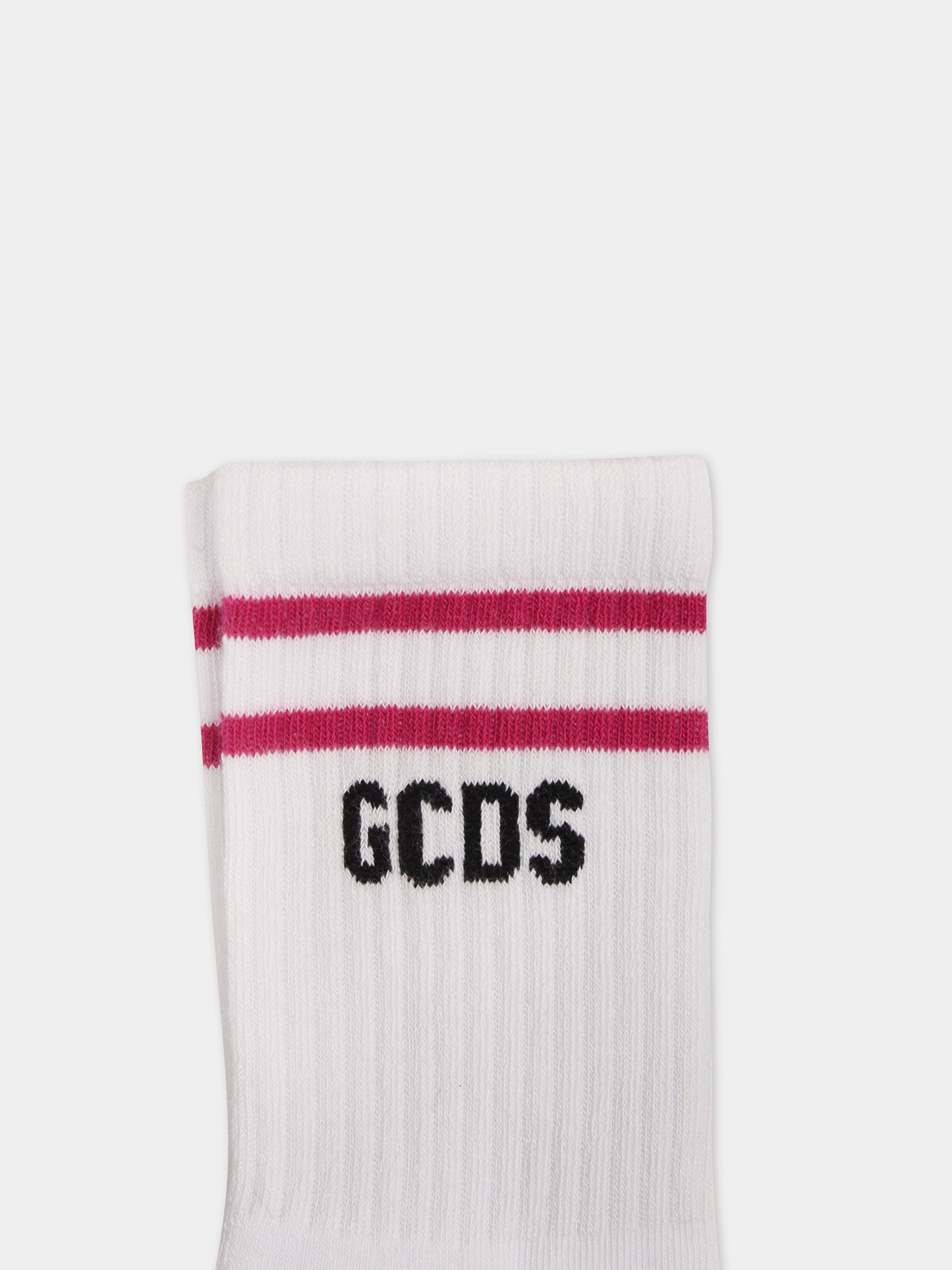 Calze bianche per bambini con logo,Gcds Kids,DUX00Y LHE25 10101