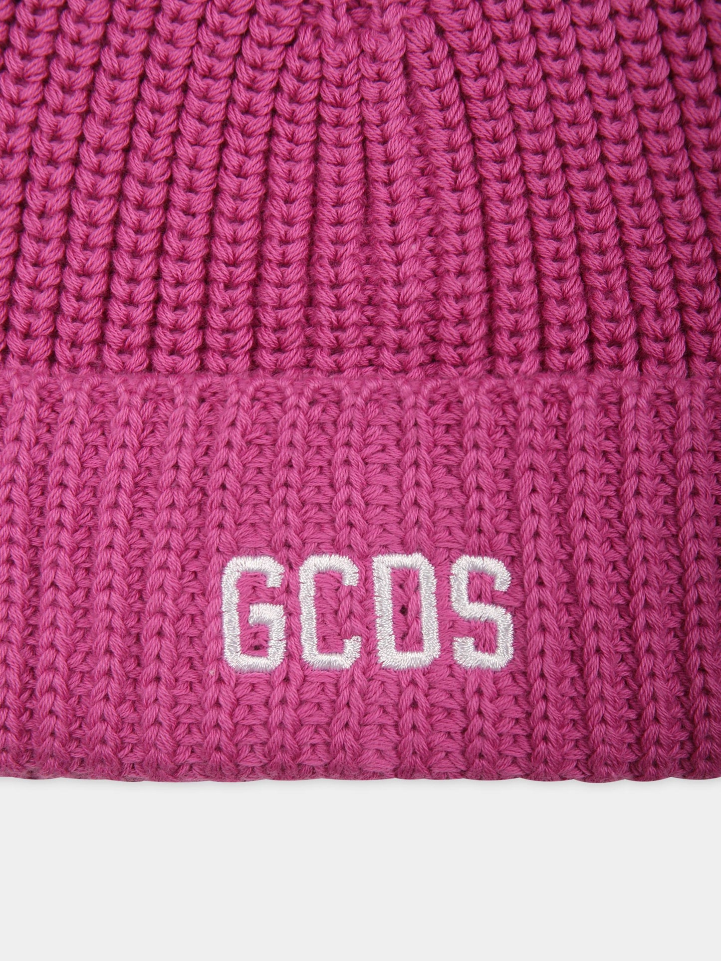 Berretto fucsia per bambina con logo,Gcds Kids,DUX00P LHE03 52861