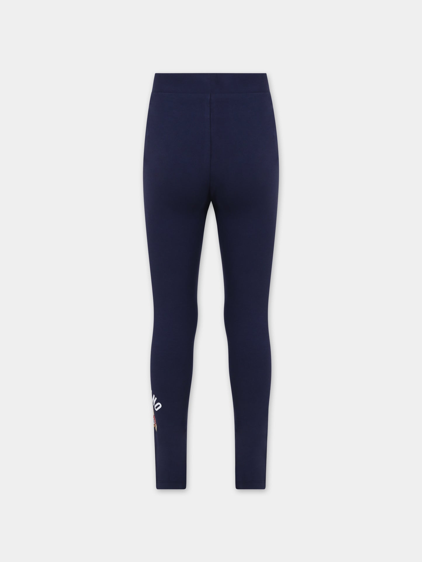 Leggins blu per bambina con teddy bear,Moschino Kids,HDP05H LBA37 40016
