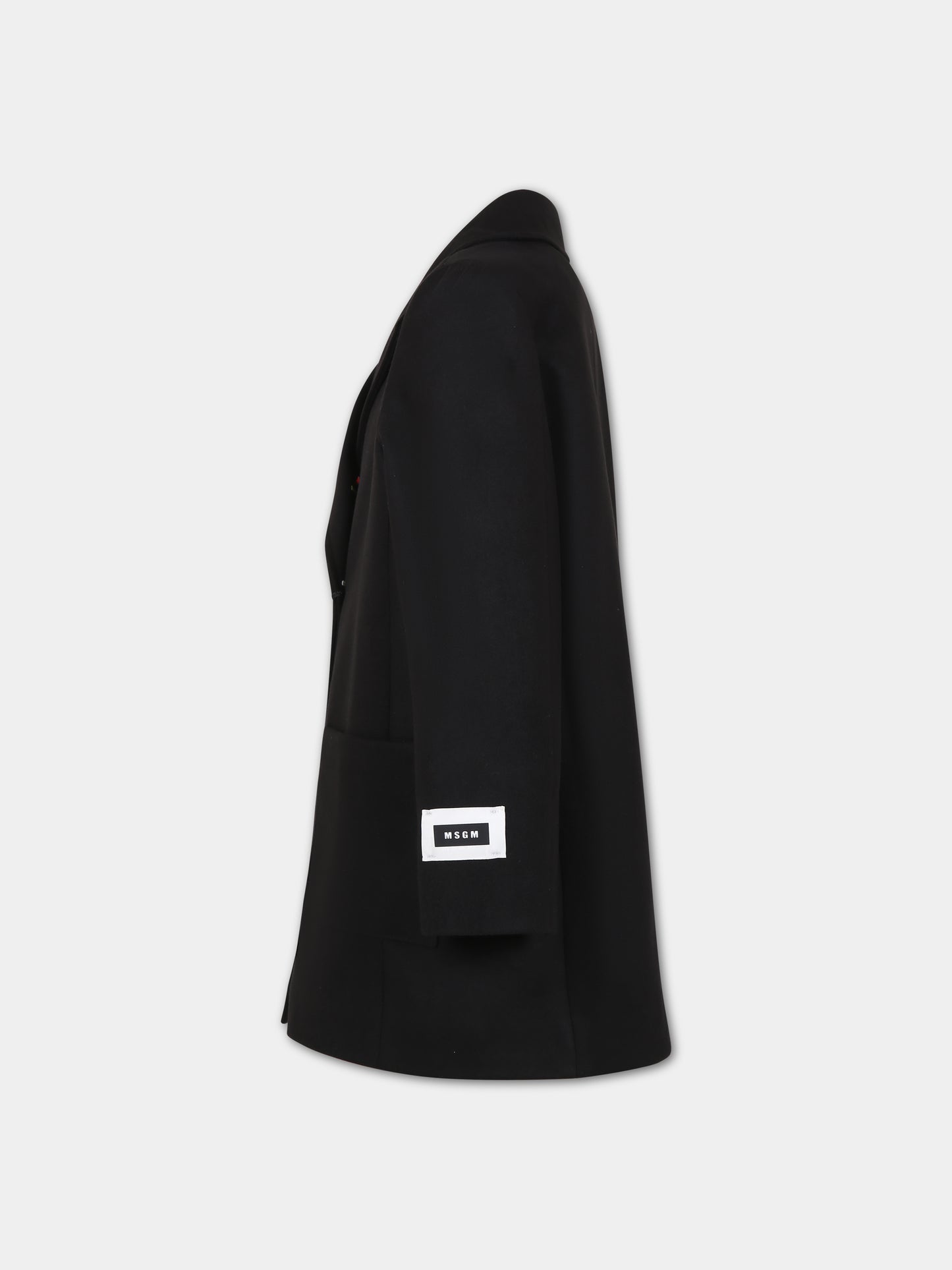 Cappotto nero per bambini con logo,Msgm Kids,F3MSJUCO180 110