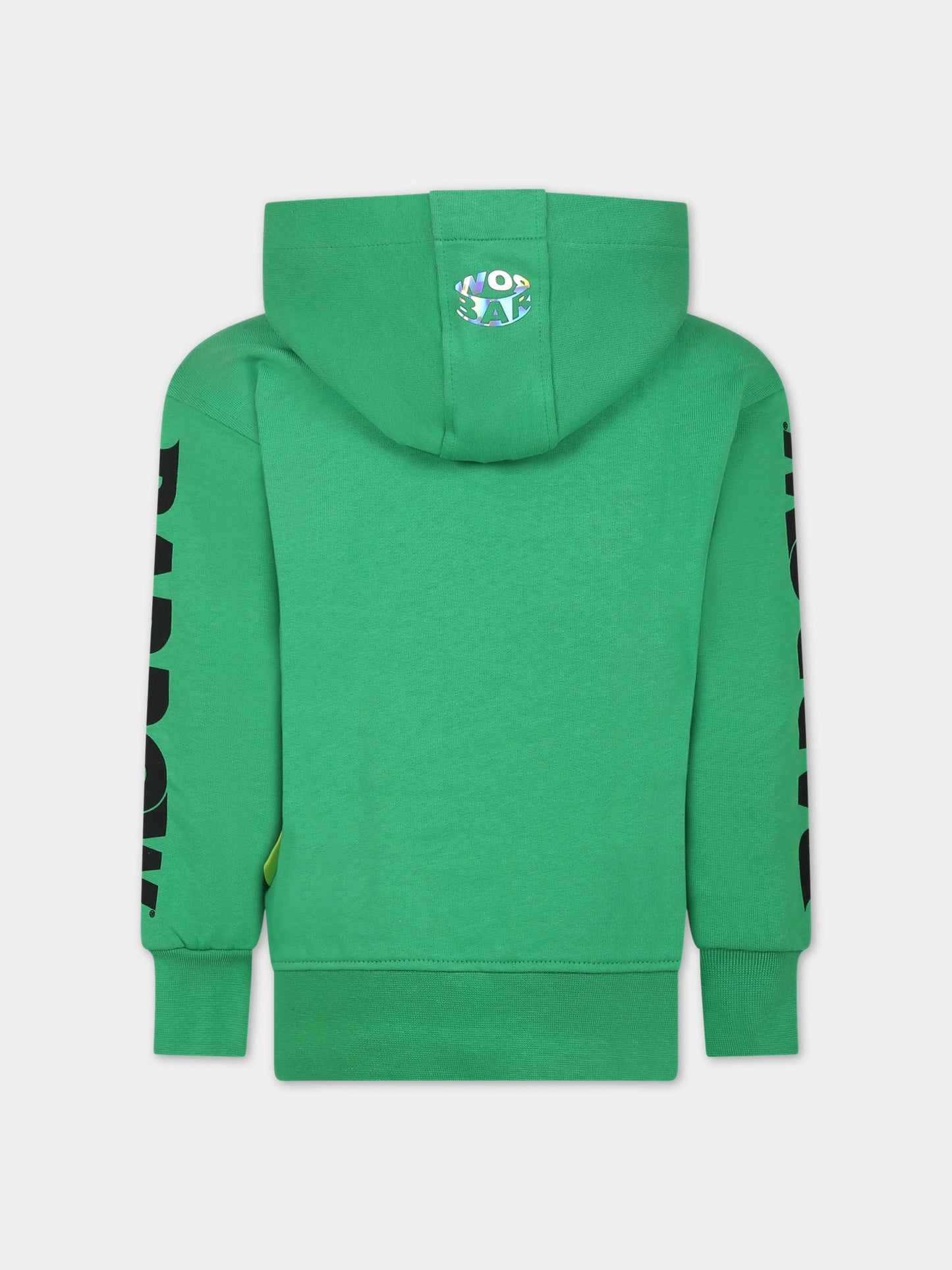 Felpa verde per bambini con logo,Barrow,F3BKJUHS093 BW012