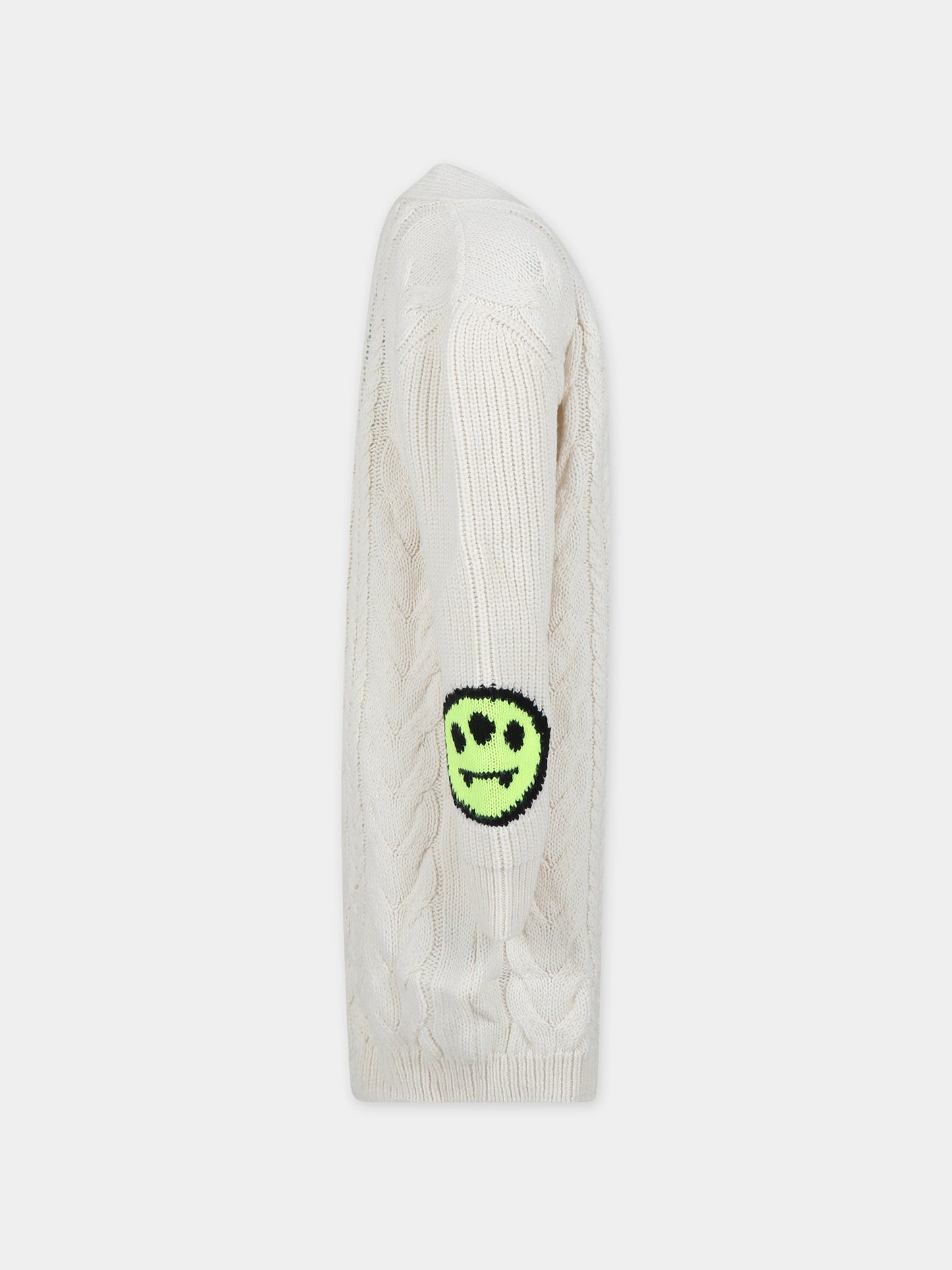 Cardigan avorio per bambina con logo e smile,Barrow,F3BKJGCA045 BW009