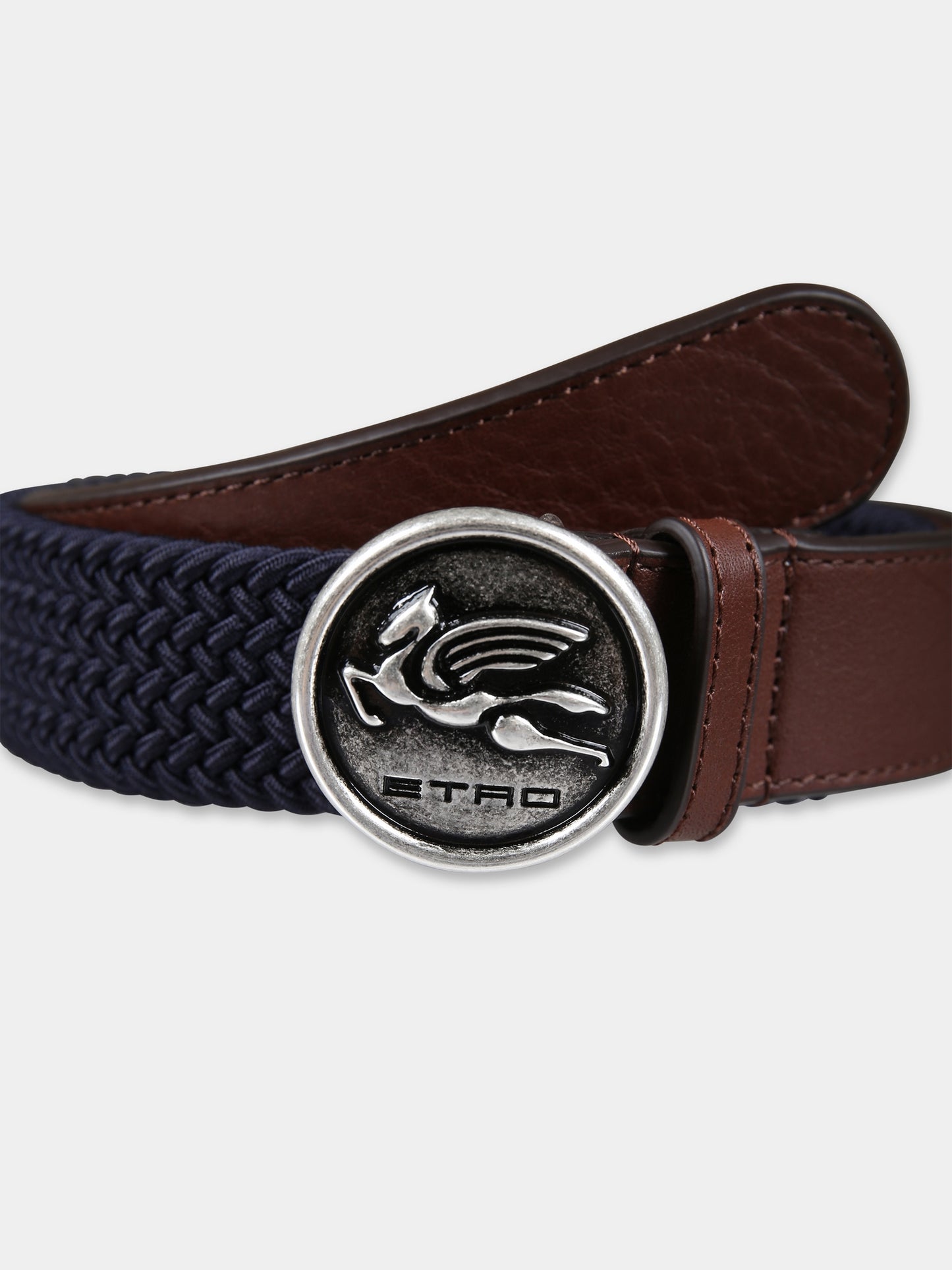 Blue belt for boy with Pegaso and logo