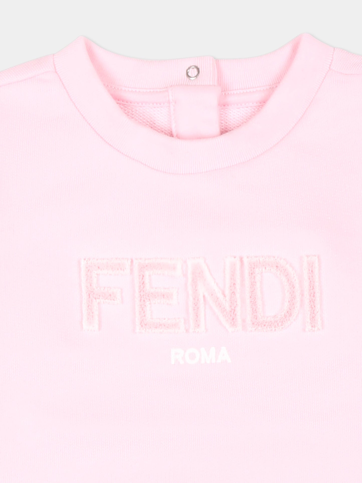 Felpa rosa per neonata con logo,Fendi Kids,BUH071 5V0 F0QE5