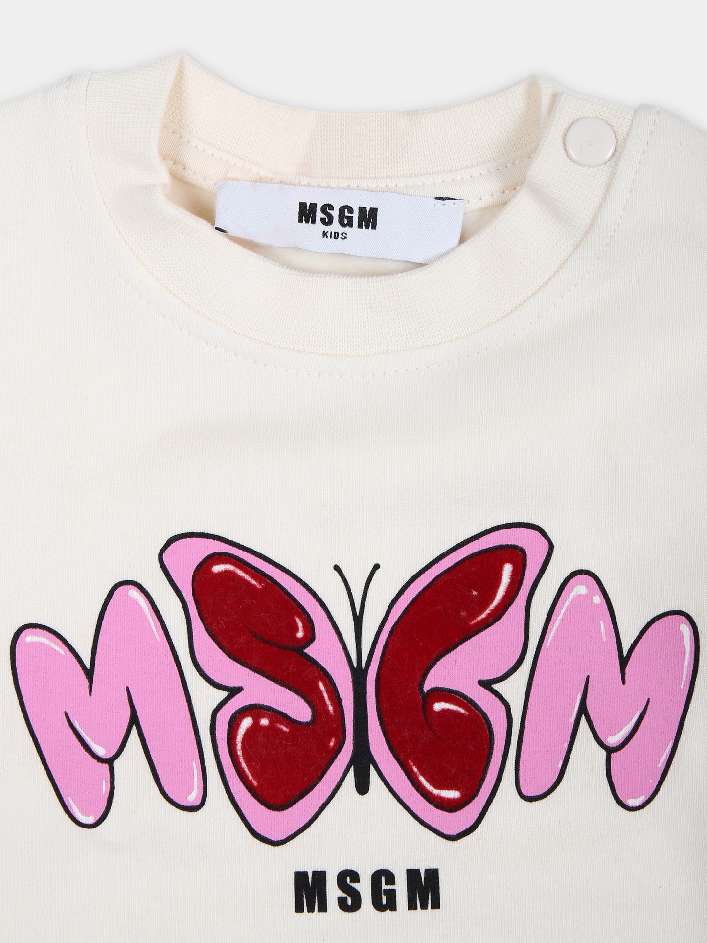 Vestito avorio per neonata con logo,Msgm Kids,F3MSNGDR222 013