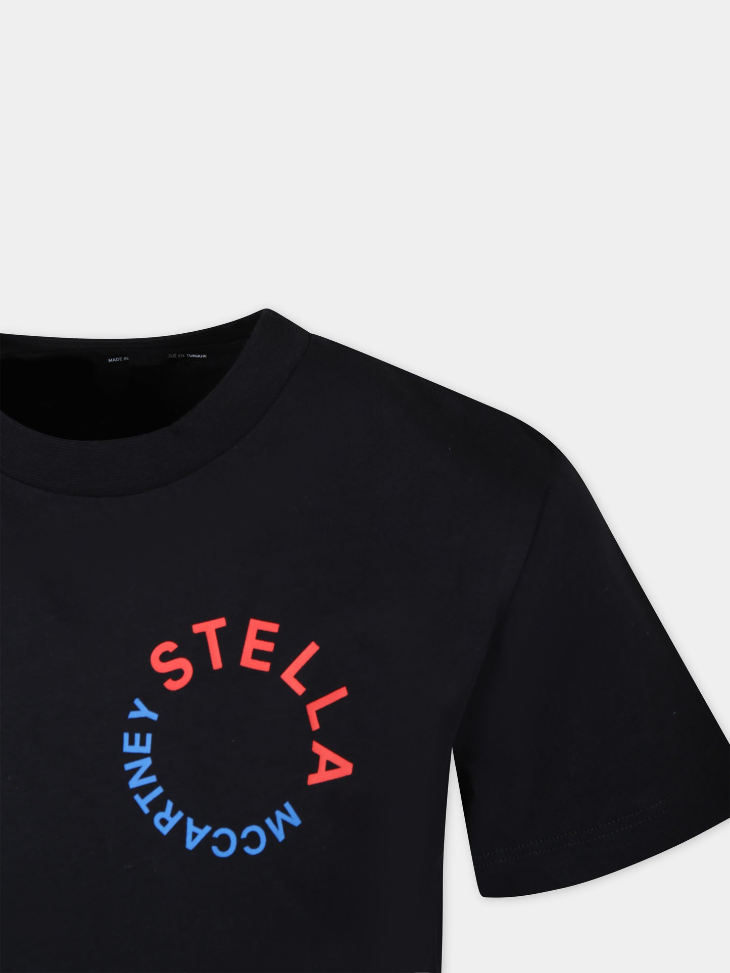 T-shirt nera per bambino con stampa multicolor,Stella Mccartney Kids,TT8P11 Z0434 930