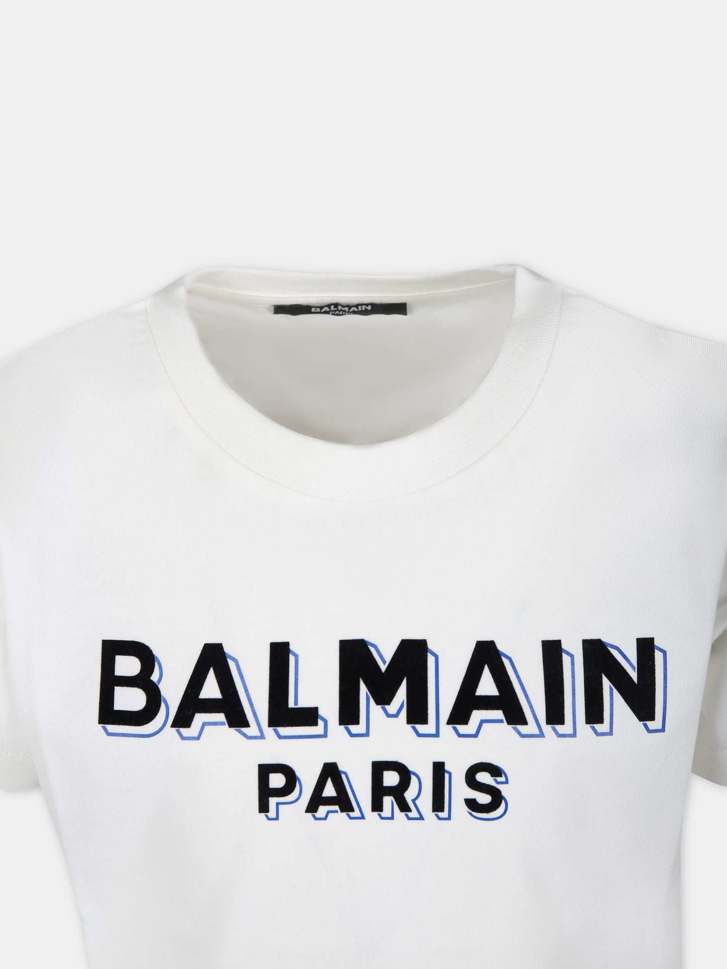 T-shirt bianca per bambina con logo,Balmain Kids,BT8P01 Z0057 102