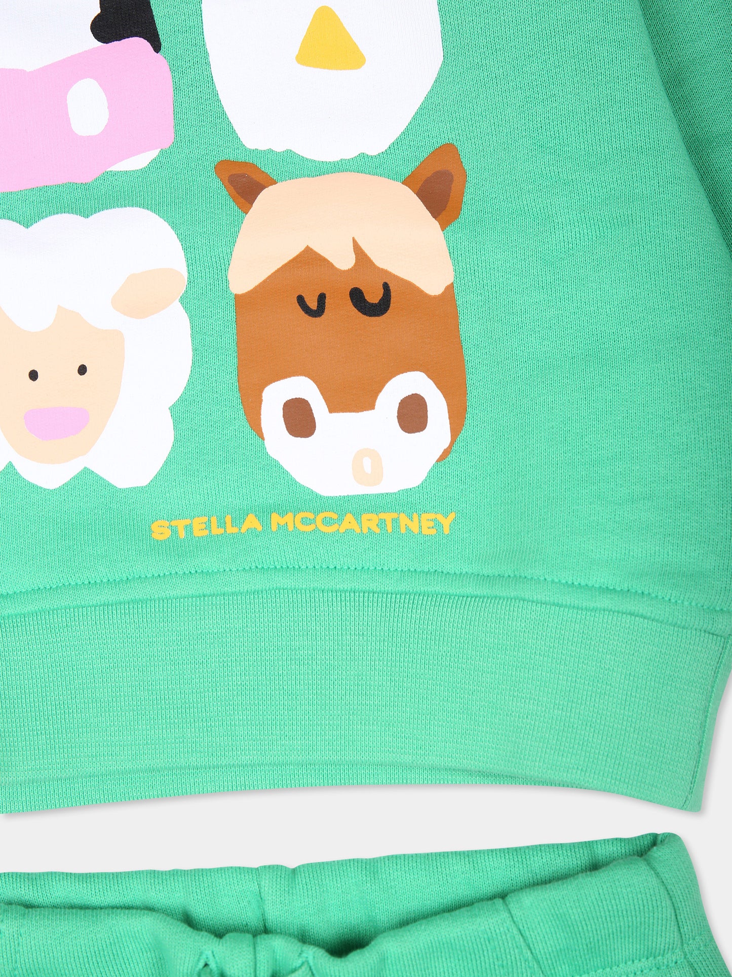 Completo verde per neonati con stampa animali,Stella Mccartney Kids,TV3540 Z0453 747