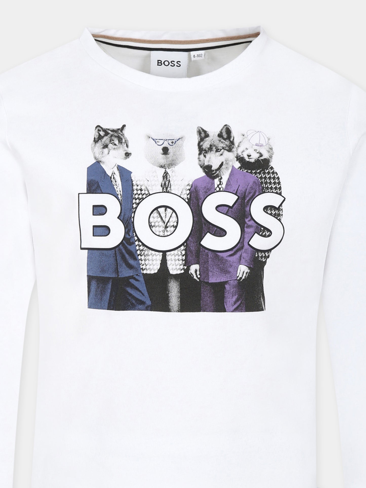 White t-shirt for boy with logo