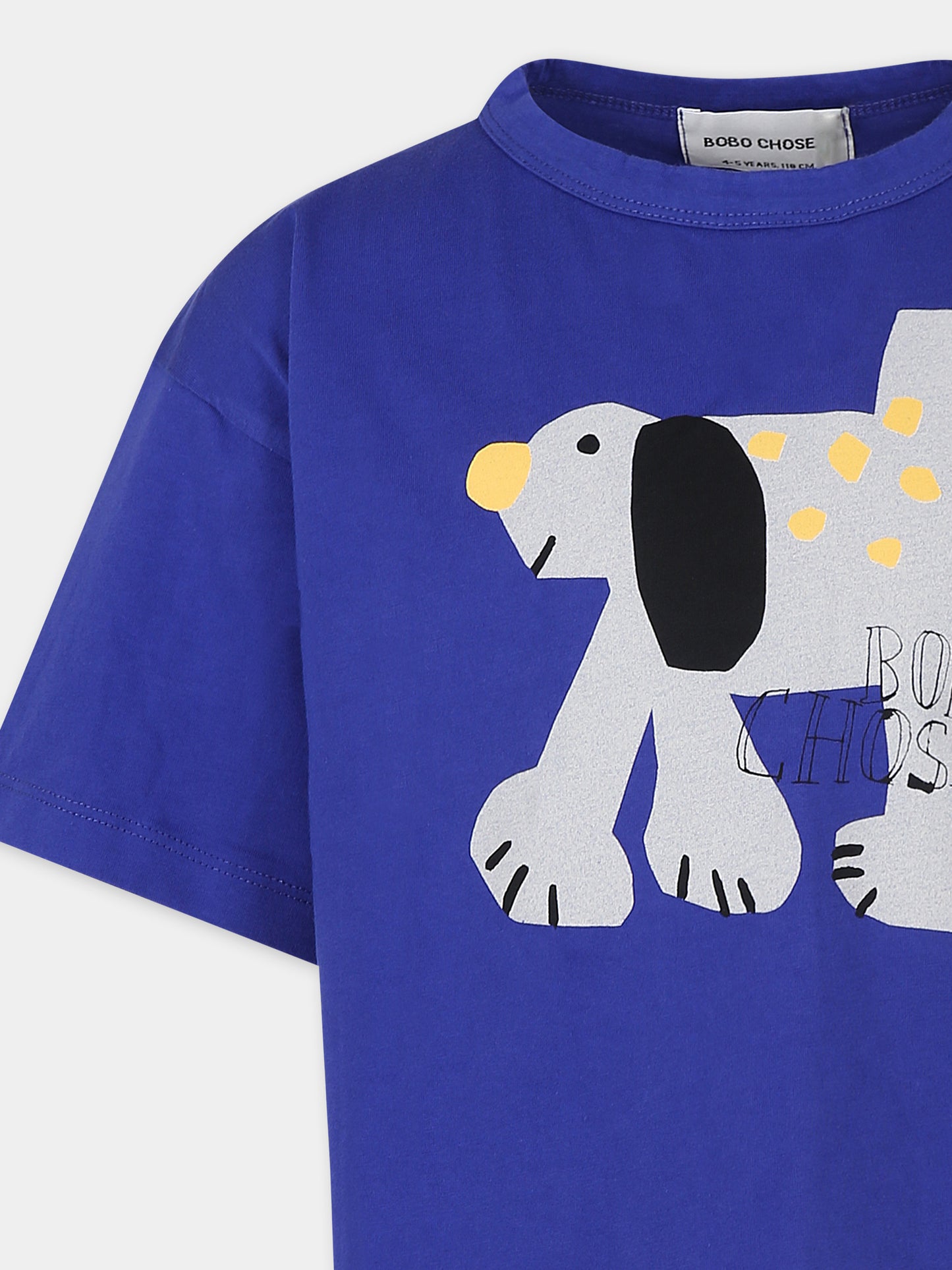 T-shirt blu per bambini con cane,Bobo Choses,B224AC001