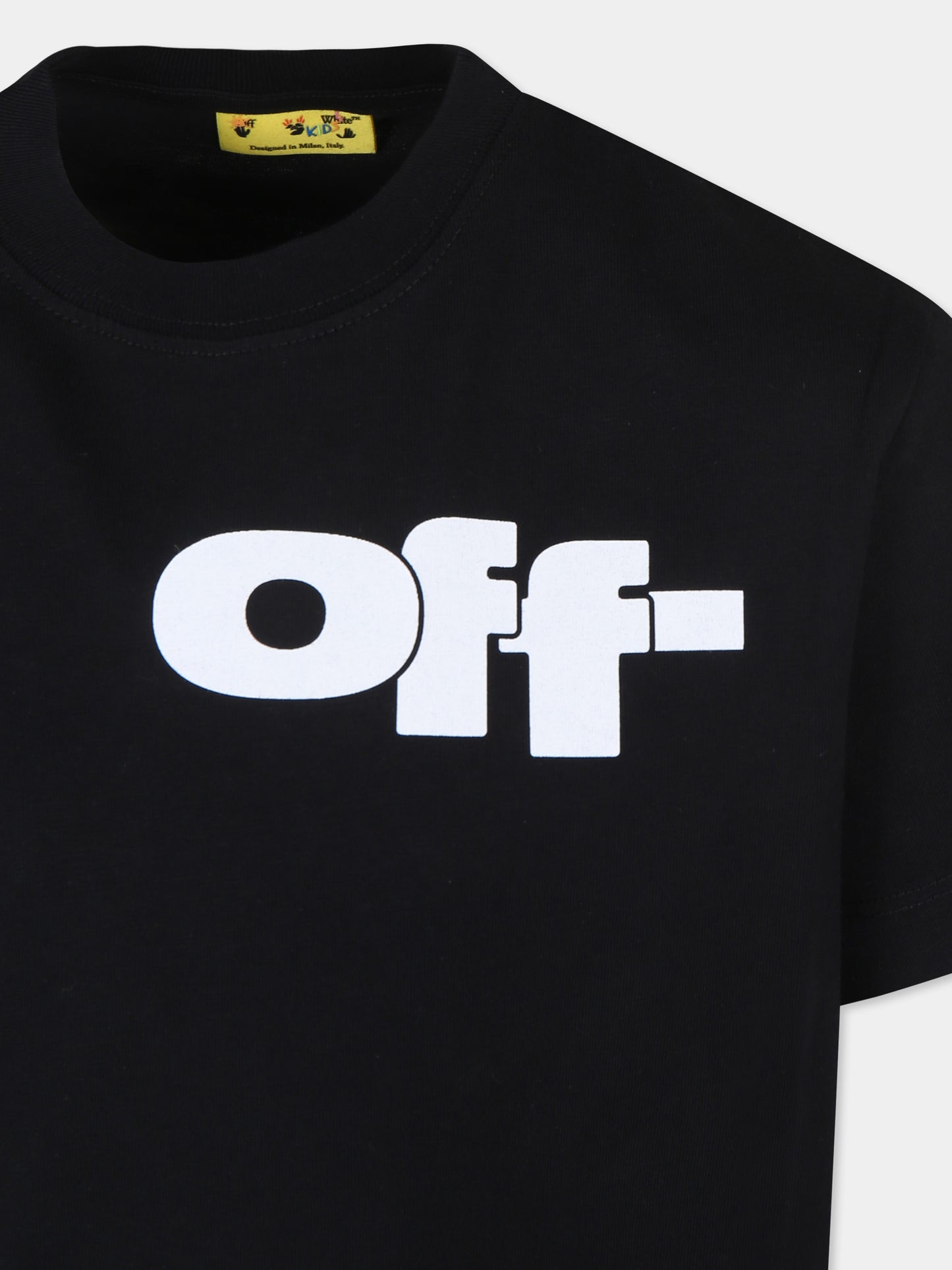 T-shirt nera per bambino con logo,Off White,OBAA002F24JER0081001