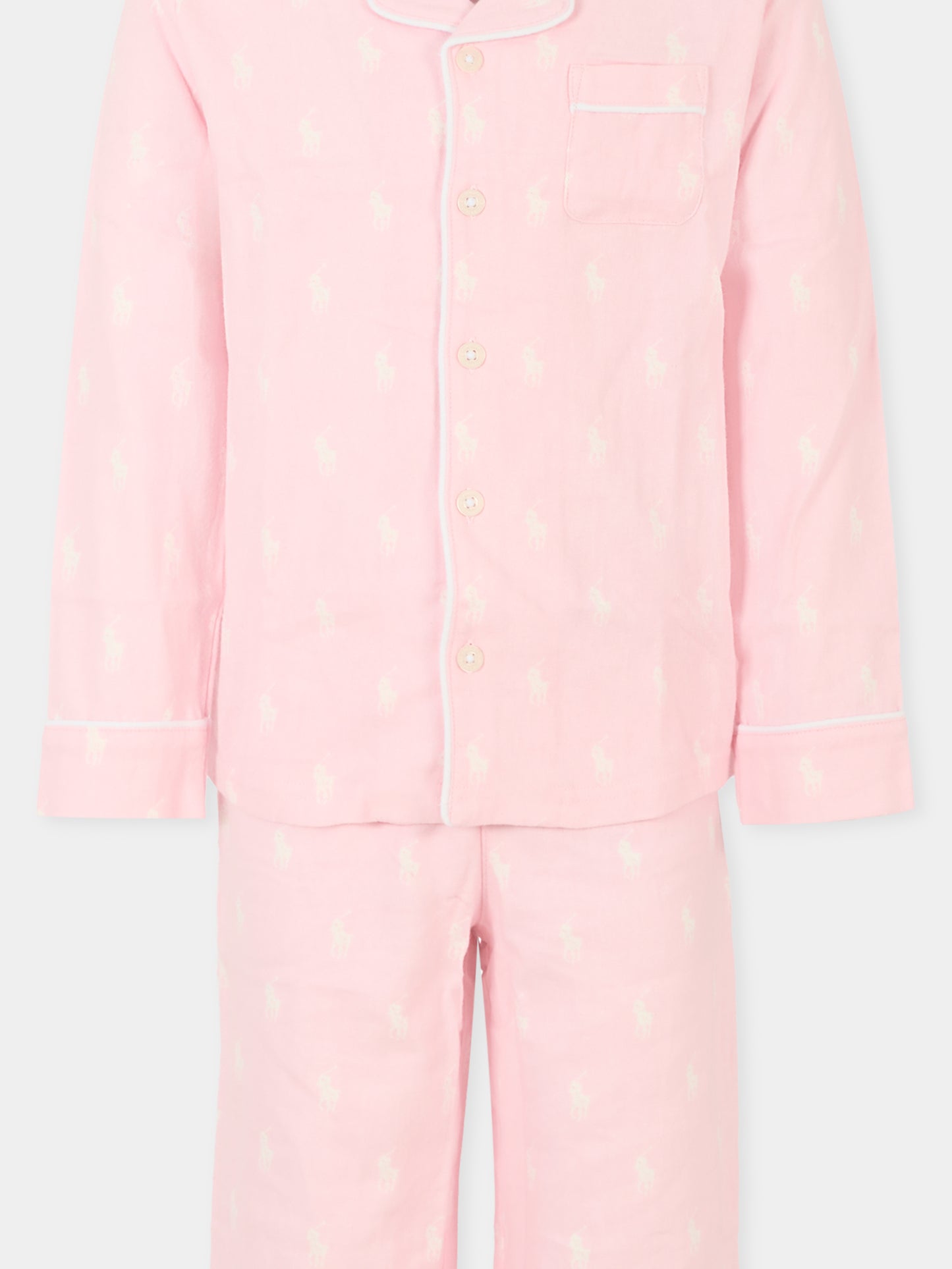Pigiama rosa per bambina con cavallino,Ralph Lauren Kids,3P0150 ADQ