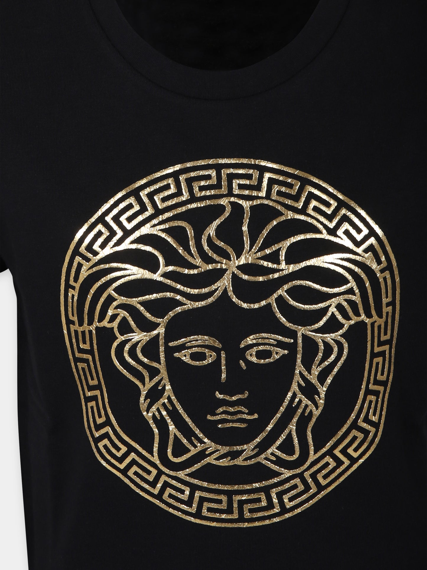 T-shirt nera per bambina con Medusa,Versace,1000239 1A10164 2B130