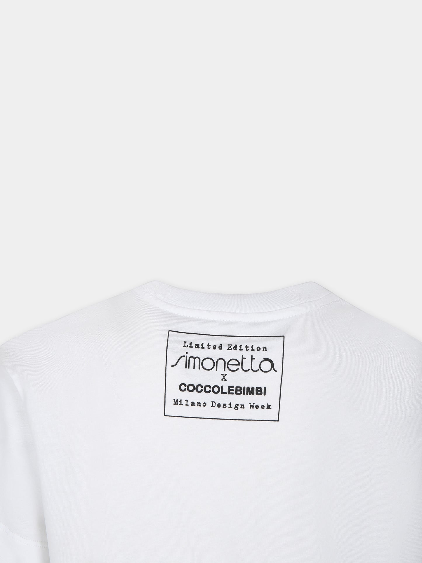 T-shirt bianca per bambina con nuvola arancione,Simonetta X Coccolebimbi,G00216 J0177 100RS