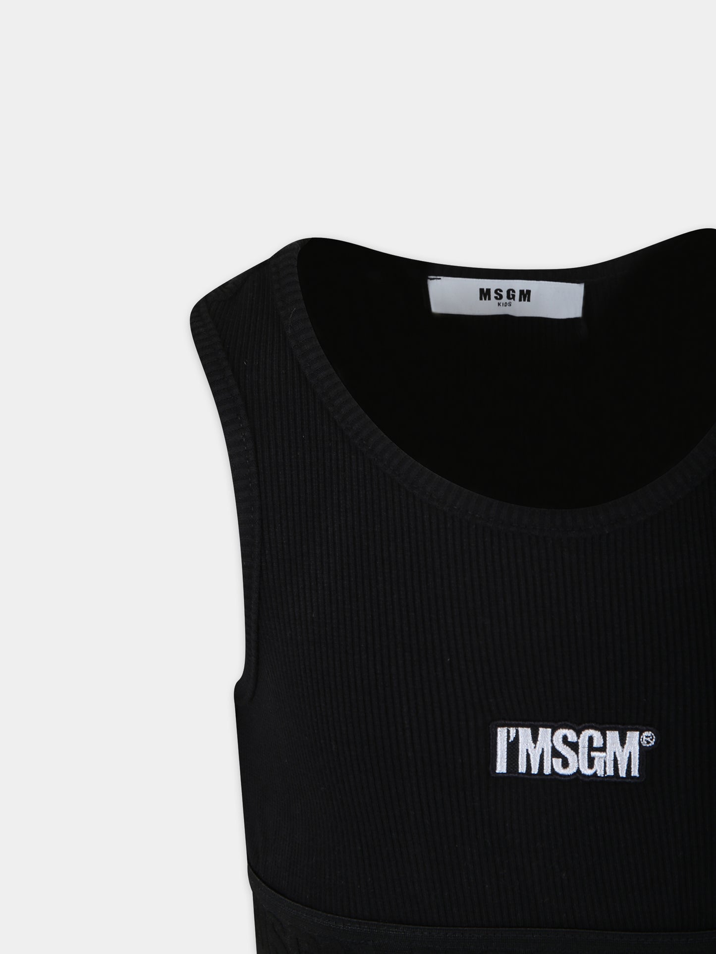 Top crop nero per bambina con logo,Msgm Kids,S4MSJGTO287 110