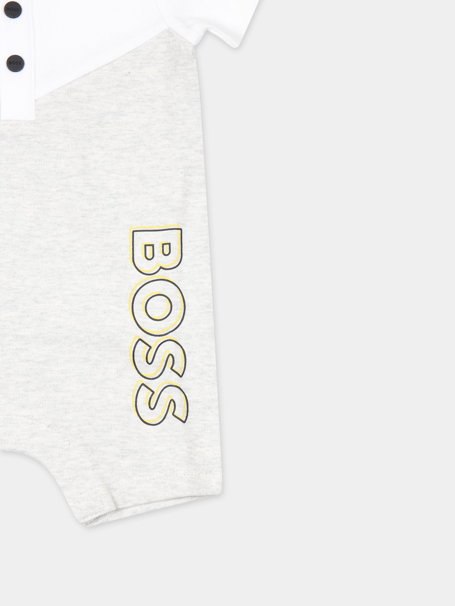 Pagliaccetto grigio per neonato con logo,Boss,J50781 A10