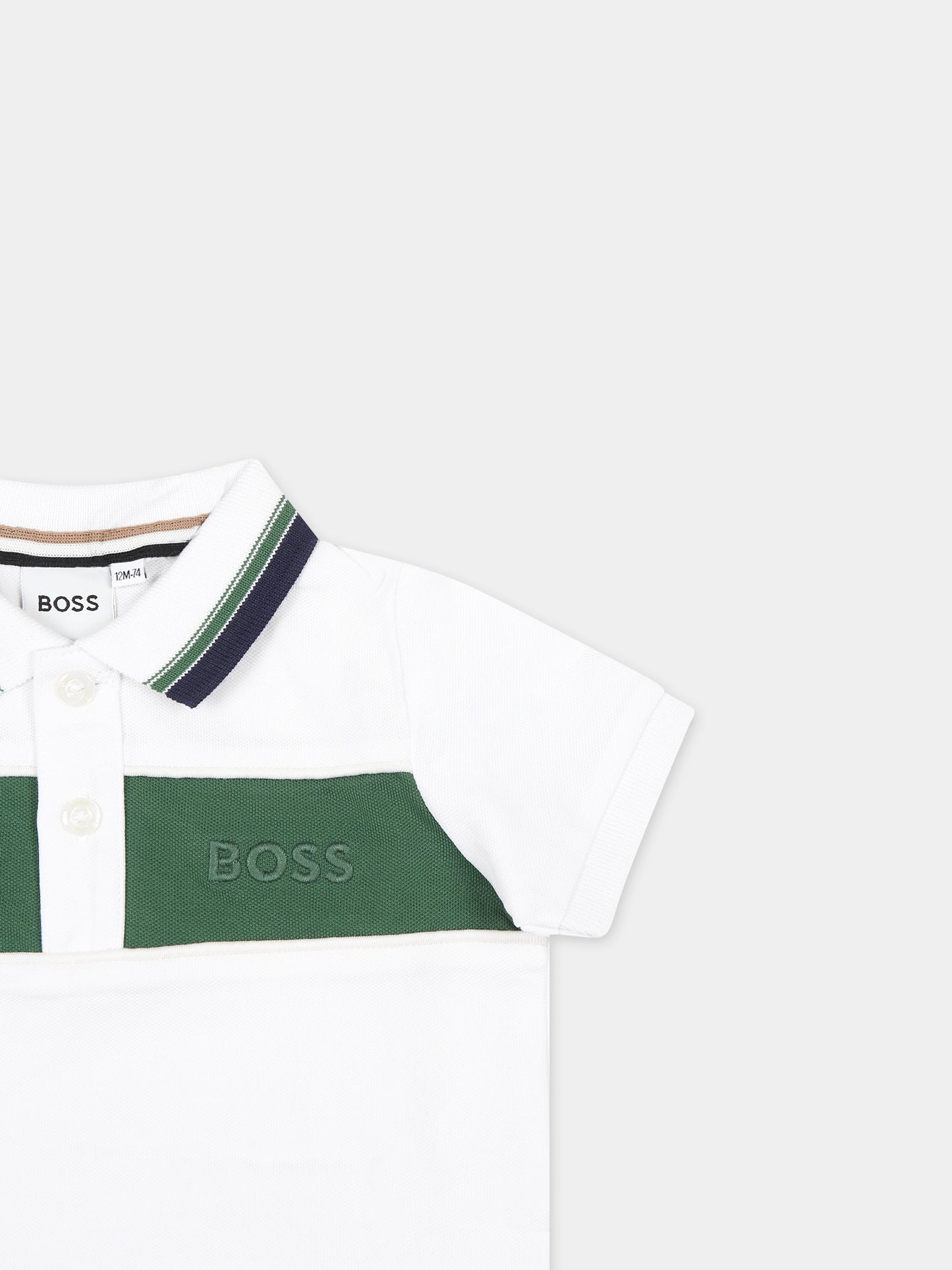 Polo bianca per neonato con logo,Boss,J50599 10P