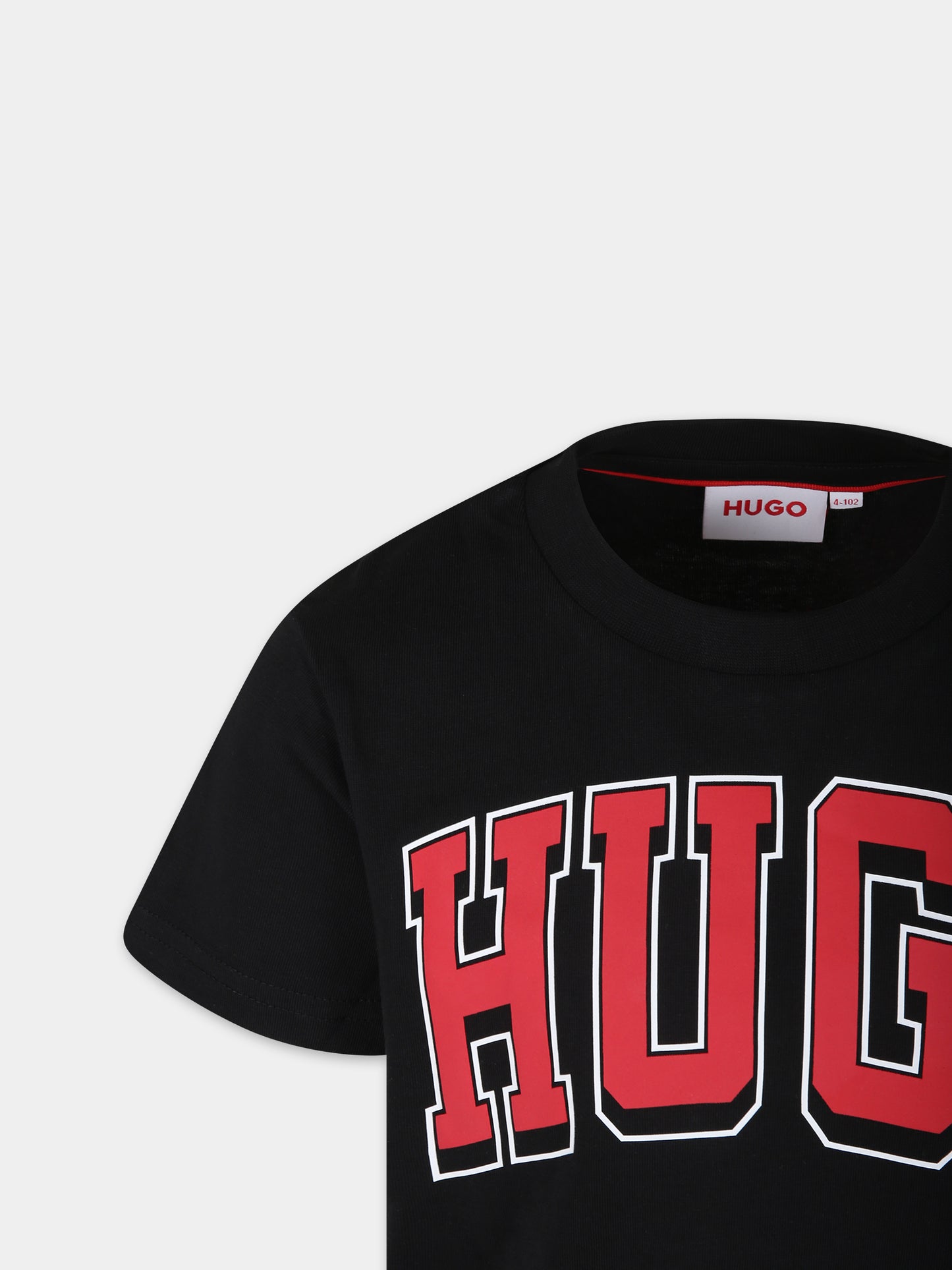 T-shirt nera per bambino con logo,Hugo,G00142 09B