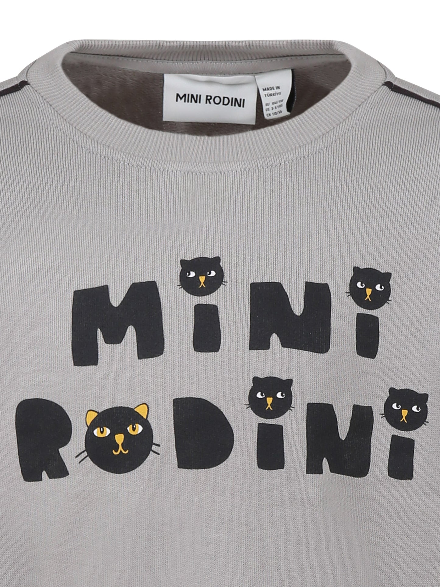 Felpa grigia per bambini con logo e gatti,Mini Rodini,2512010597