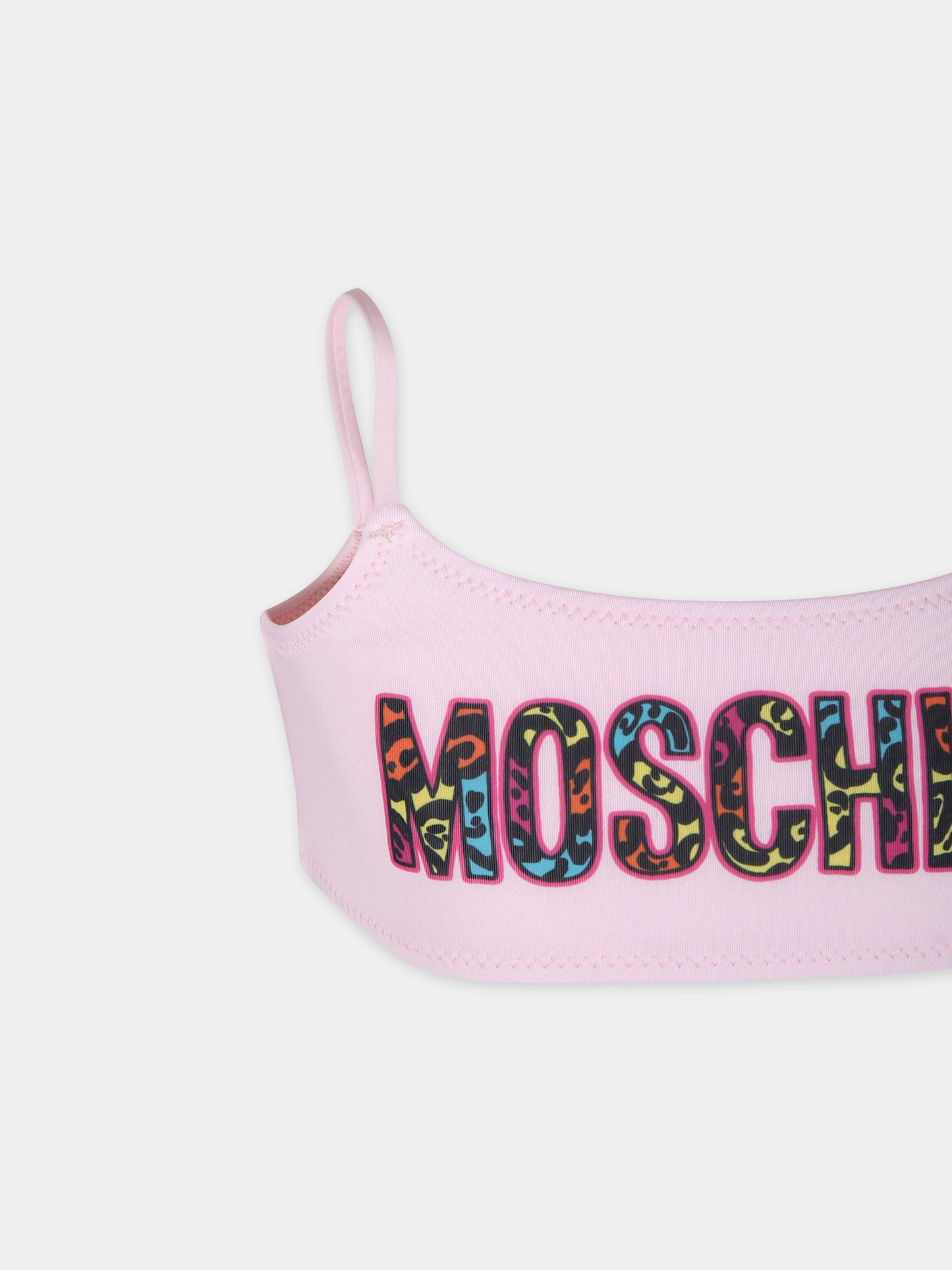 Bikini rosa per bambina con logo,Moschino Kids,HDL00R LKA00 50209