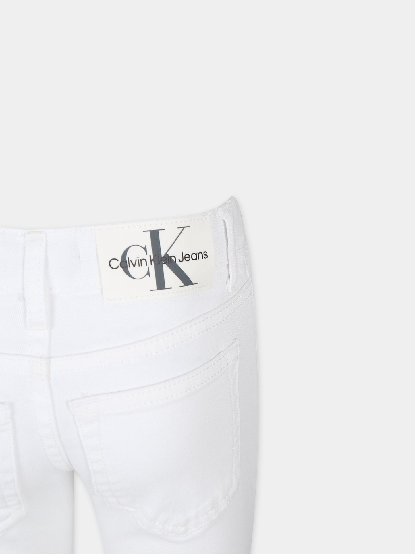 Jeans bianco per bambina con logo,Calvin Klein Kids,24SCKIG0IG02502J 1CD