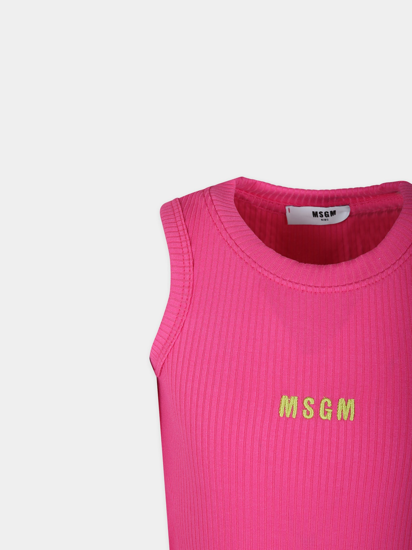 Canotta fucsia per bambina con logo,Msgm Kids,MS028861 044