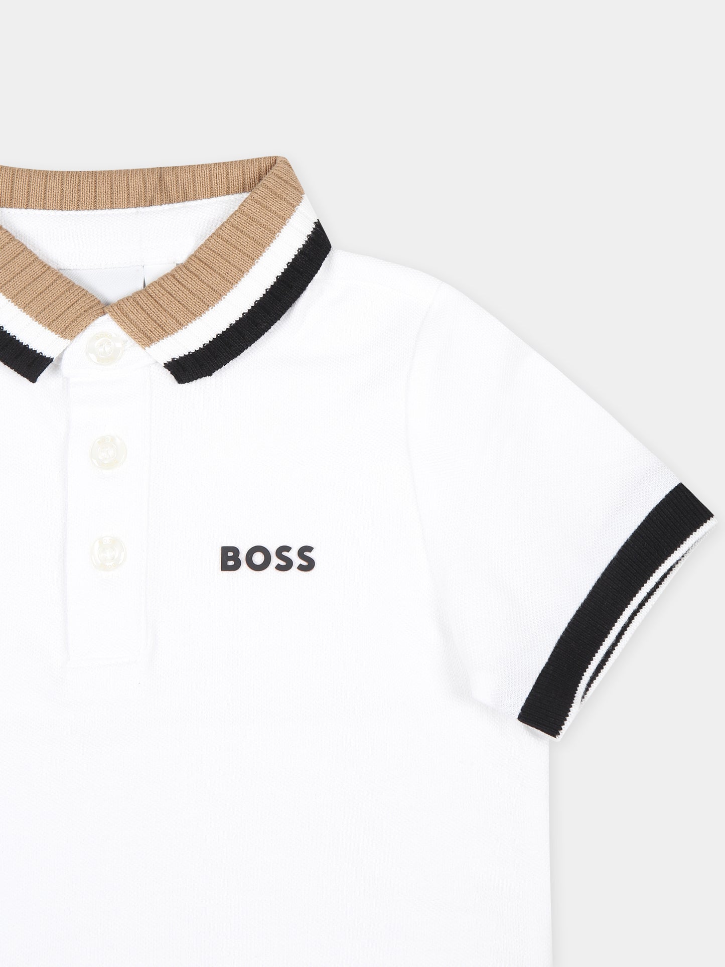 Polo bianca per neonato con logo,Boss,J05A35 10P