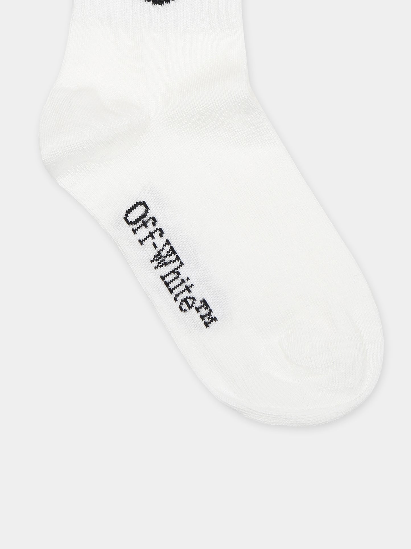 Calze bianche per bambini con logo,Off White,OBRA003S25KNI0010110
