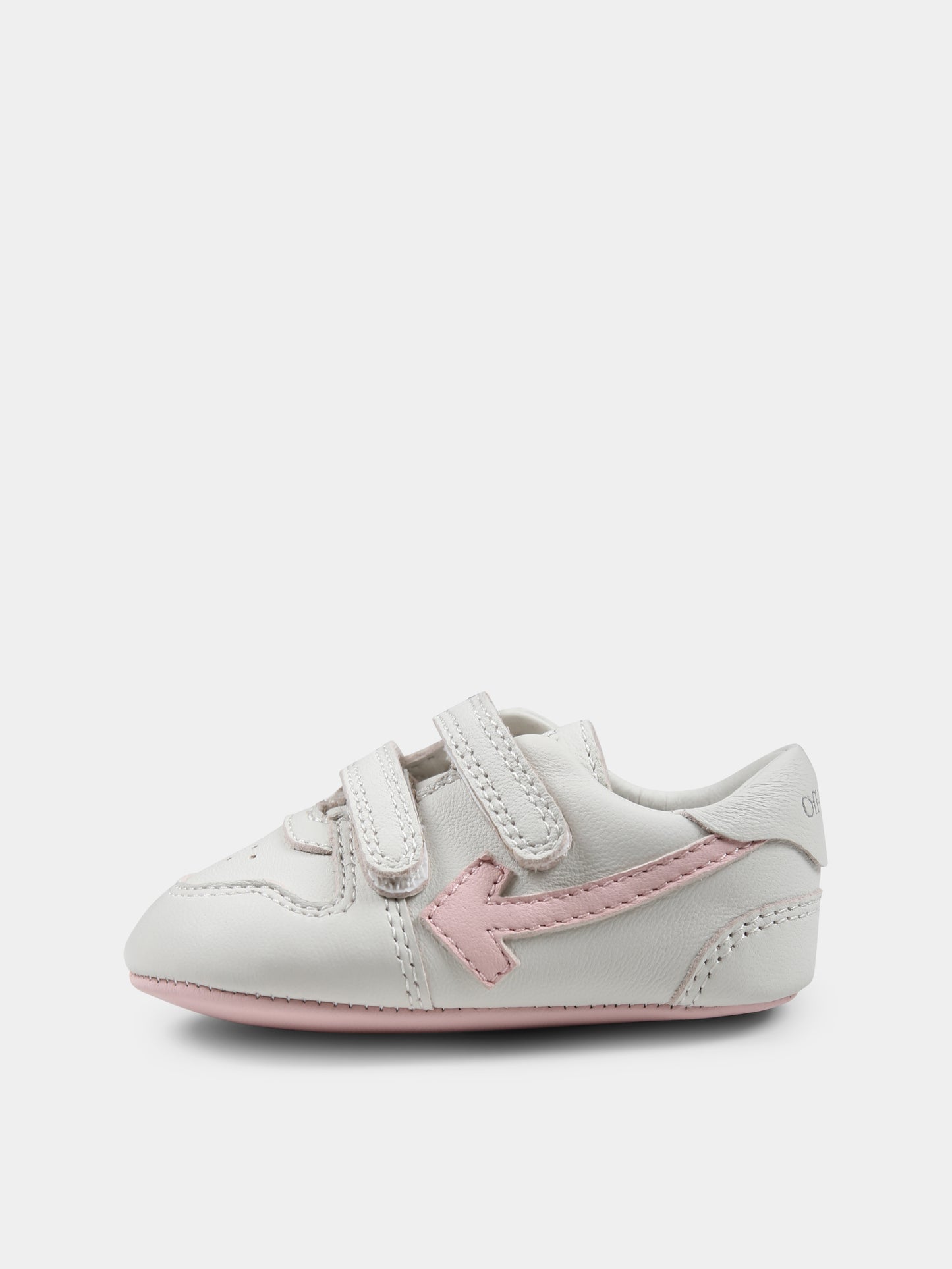 Sneakers avorio per neonata con freccia,Off White,OGIX001S25LEA001013C