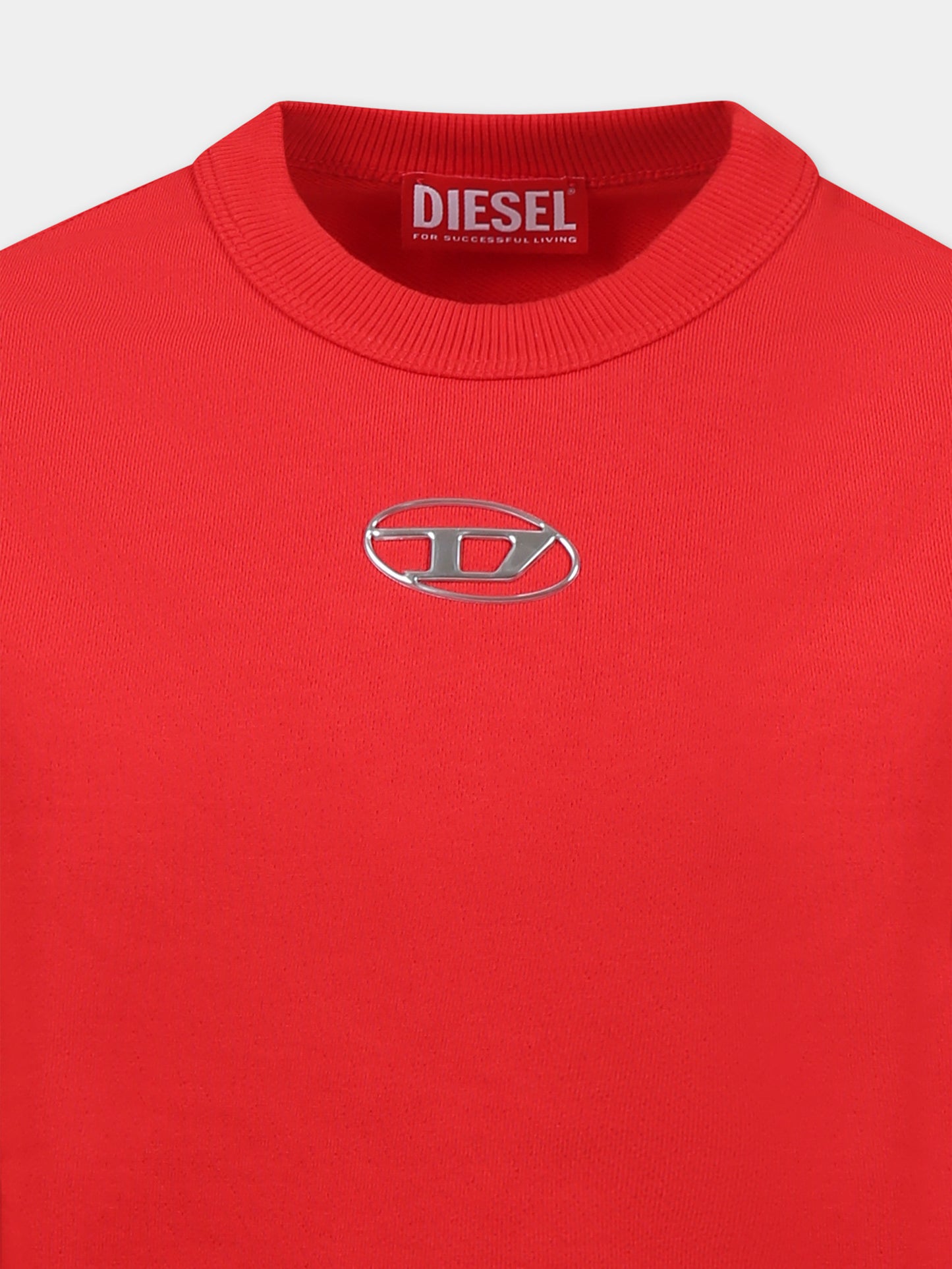 Felpa rossa per bambino con logo,Diesel,J02024 KYAVF K457