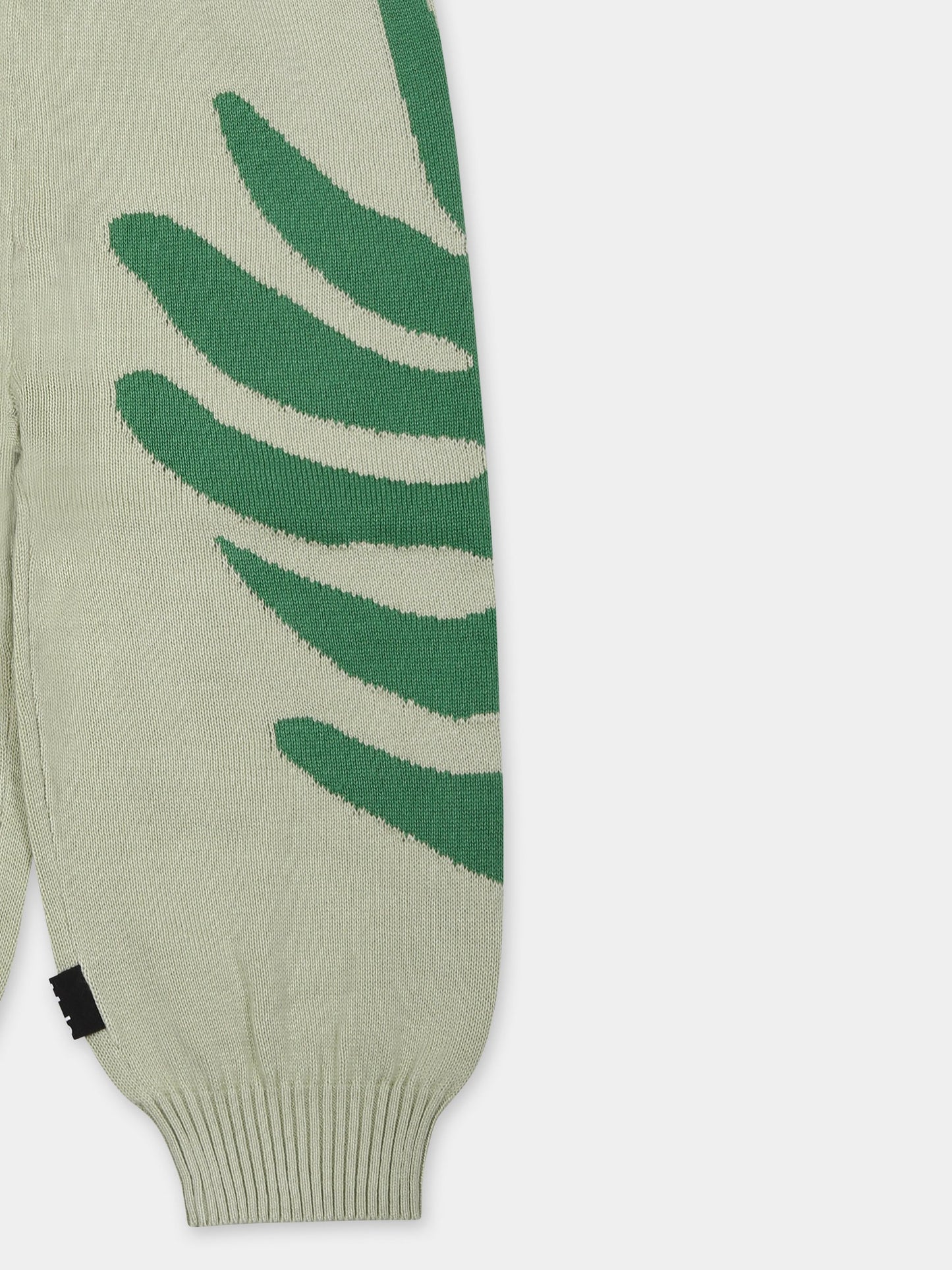 Green trousers for babykids with jungle print