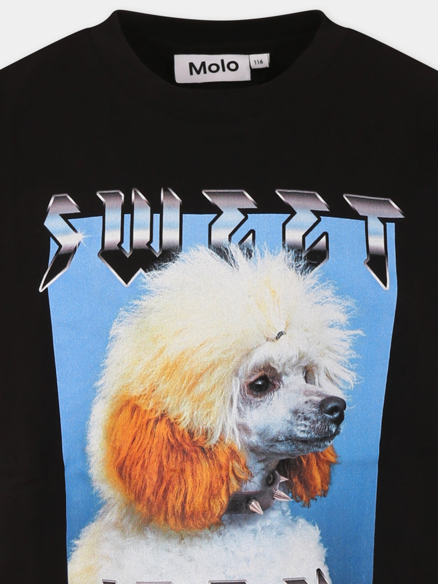 T-shirt nera per bambini con stampa,Molo,6S25A209 4935