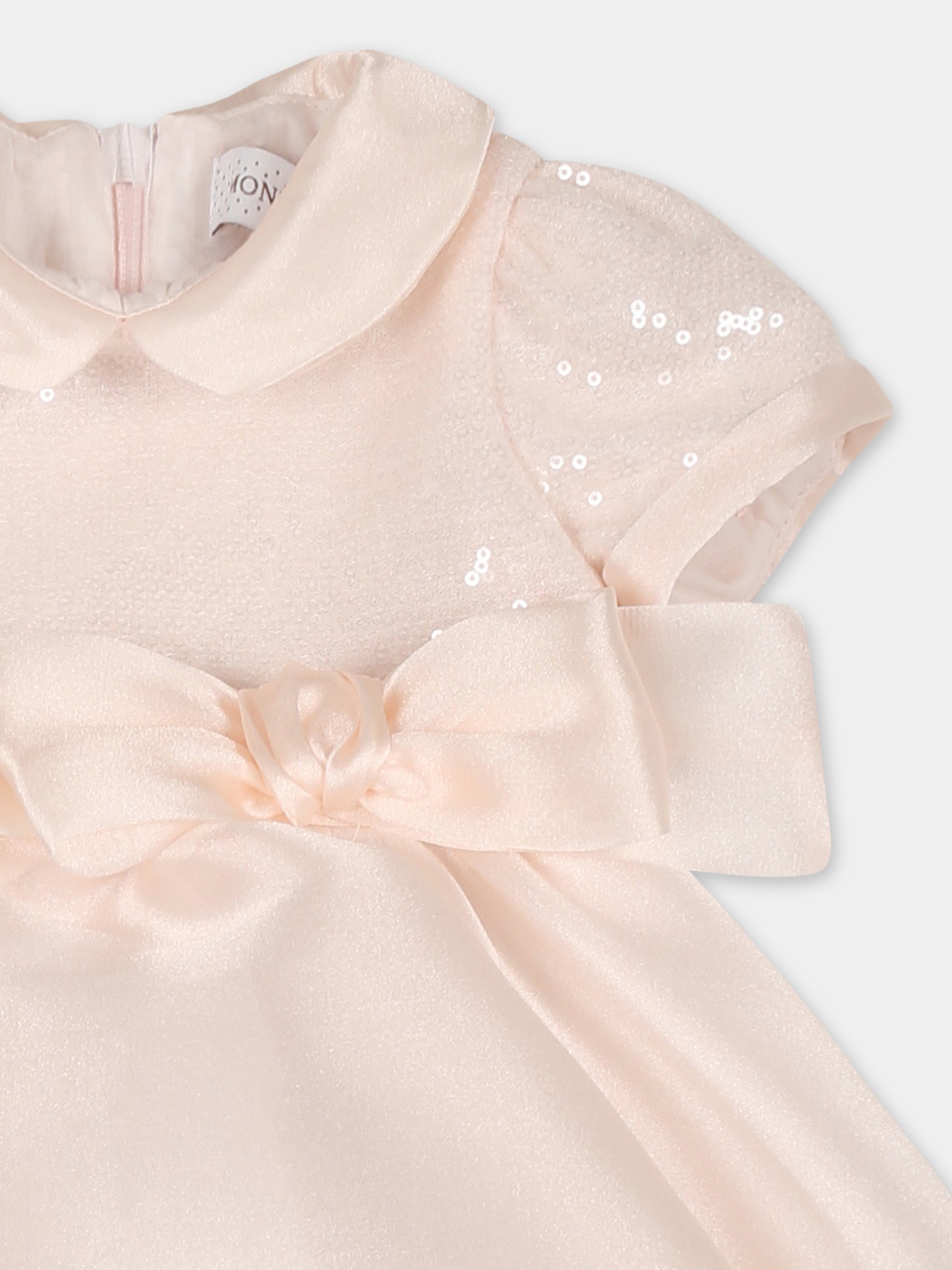 Pink dress for baby girl with bow