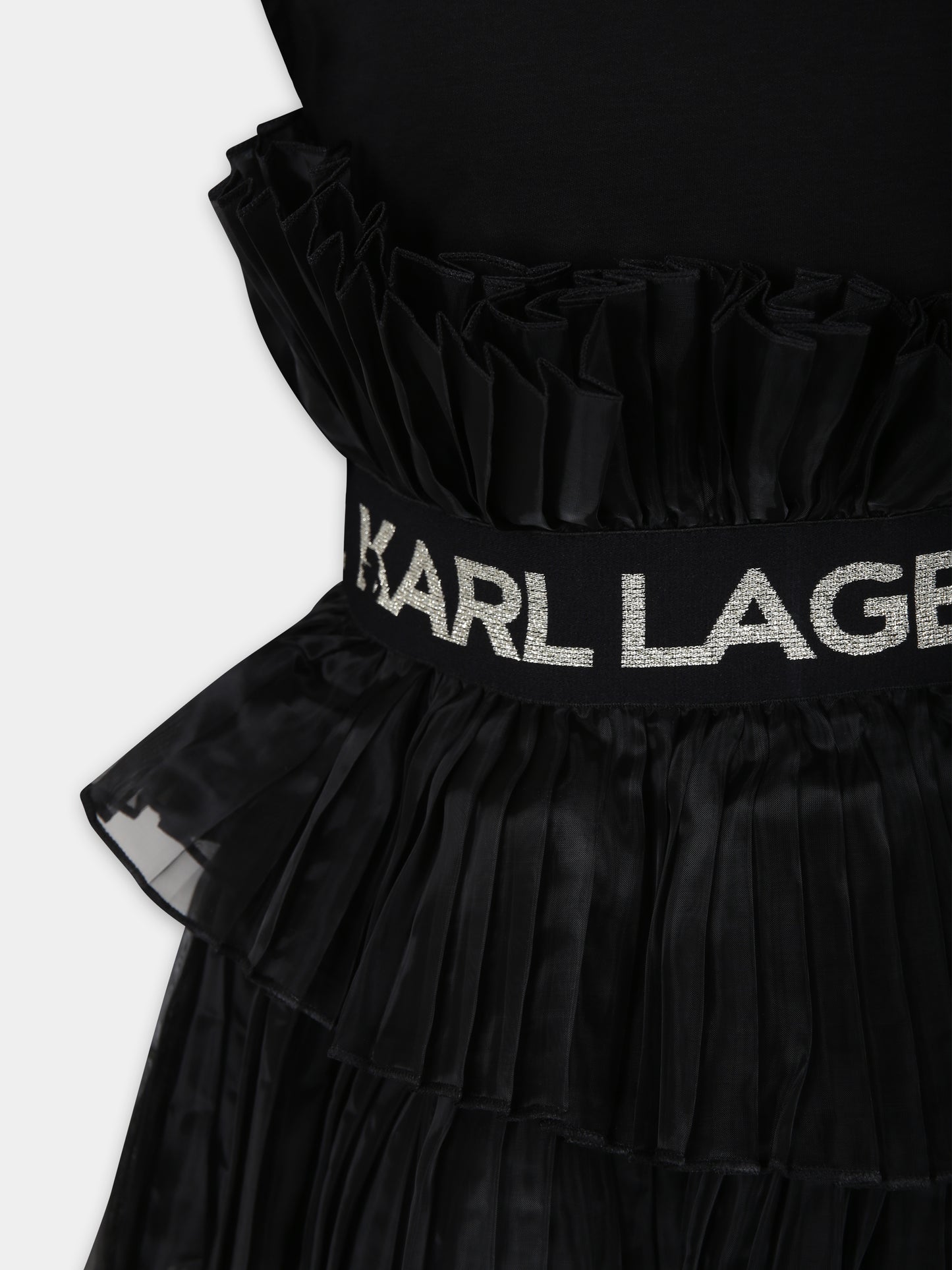 Vestito nero per bambina con logo,Karl Lagerfeld Kids,Z12260 09B