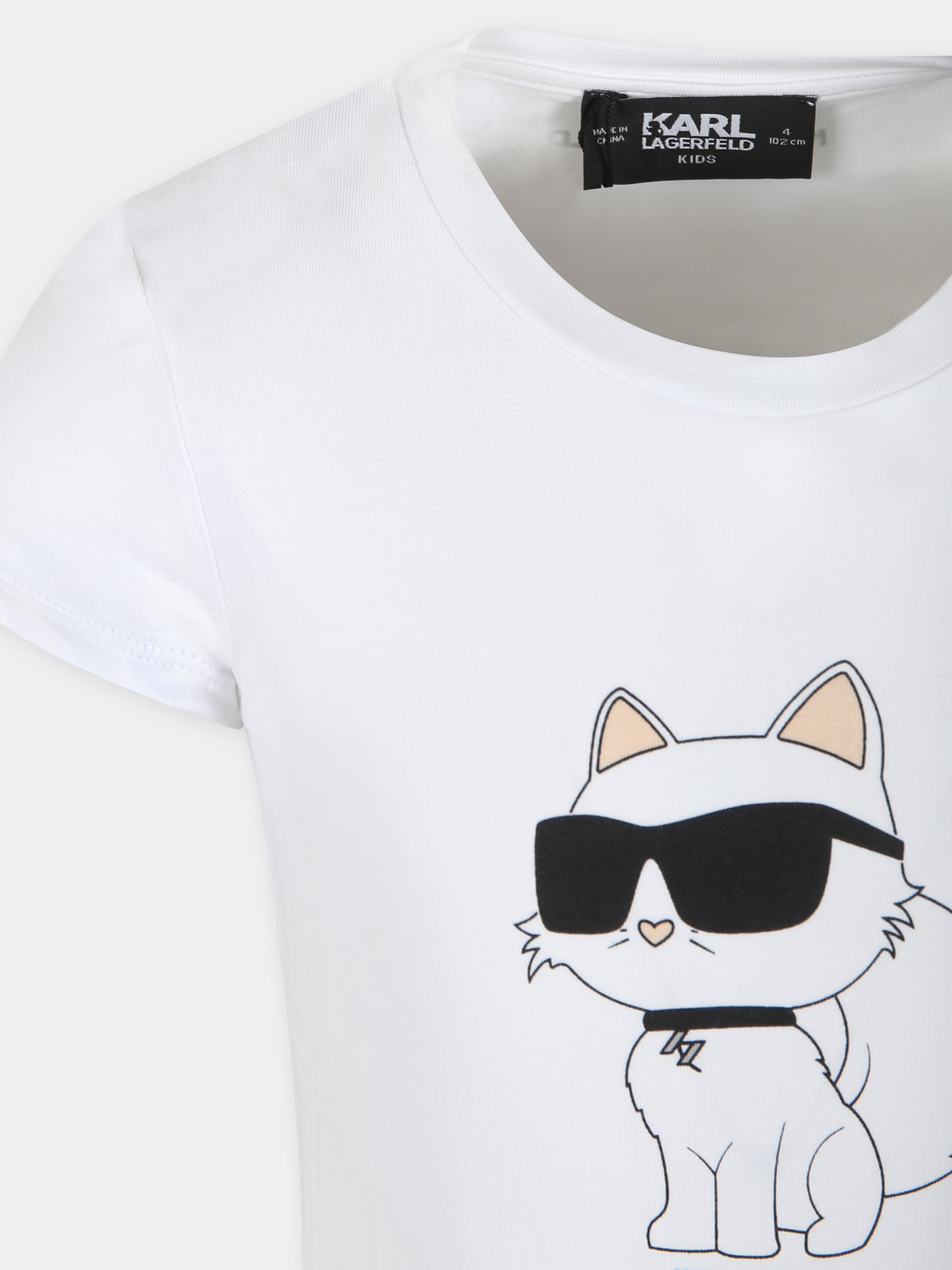 T-shirt bianca per bambina con Choupette,Karl Lagerfeld Kids,Z15437 10B