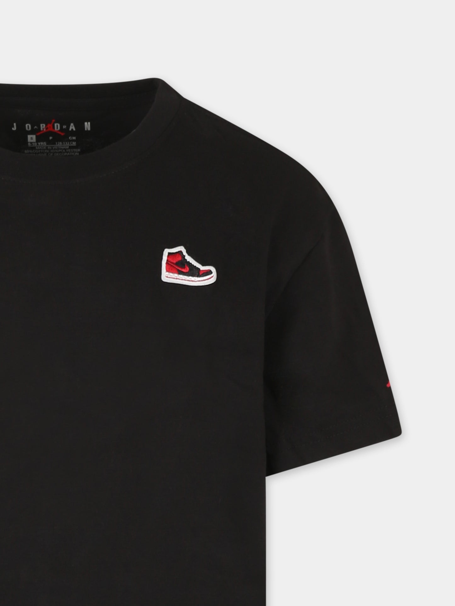 T-shirt nera per bambino con sneaker,Jordan,95C899 K25