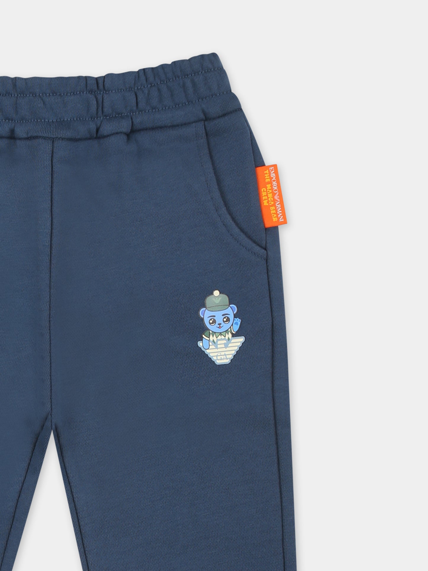 Pantaloni blu per neonato con Manga Bear,Emporio Armani,EB000279 AF13552 UB150