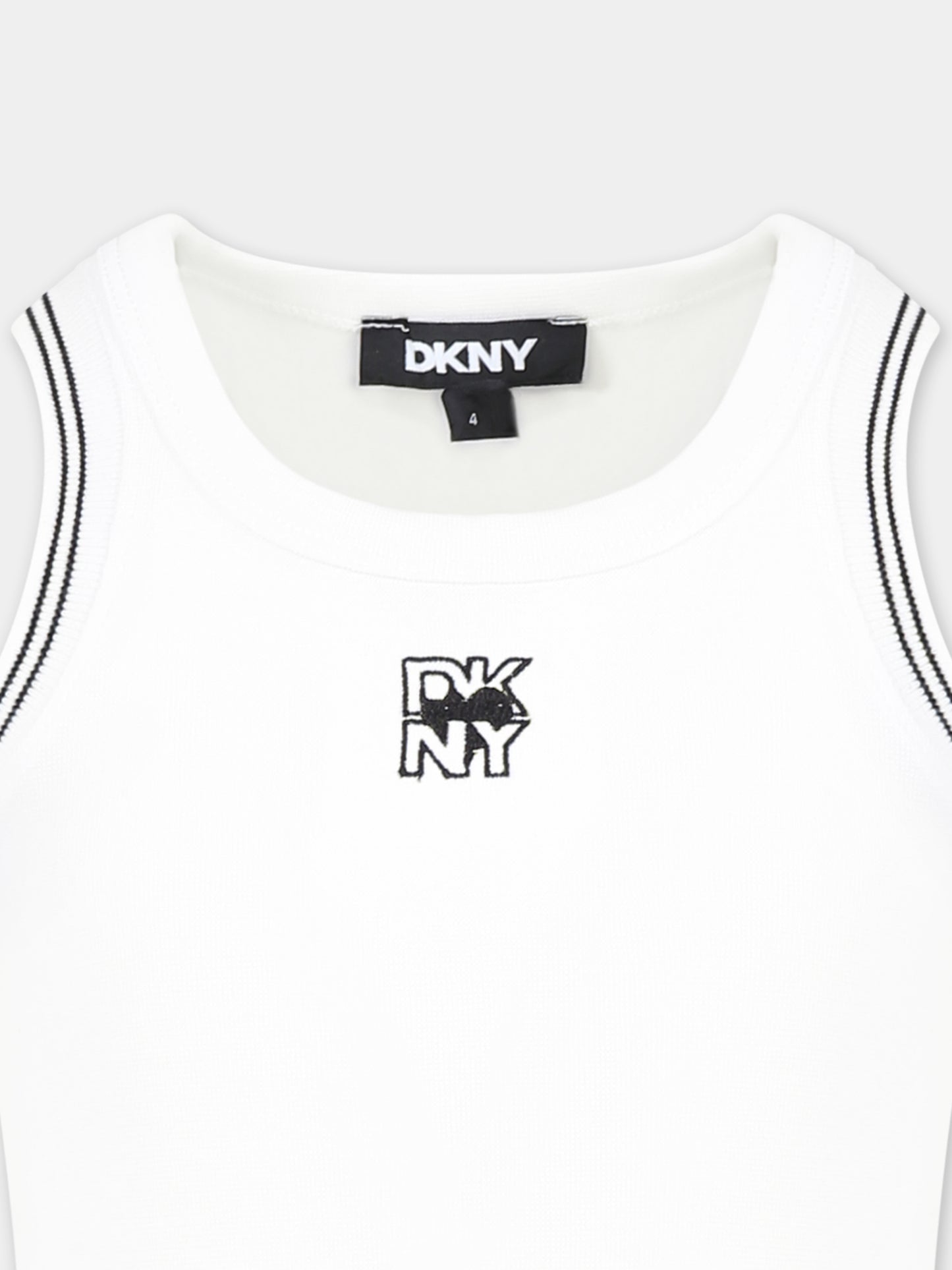 Canotta bianca per bambina con logo,Dkny,D62263 10P