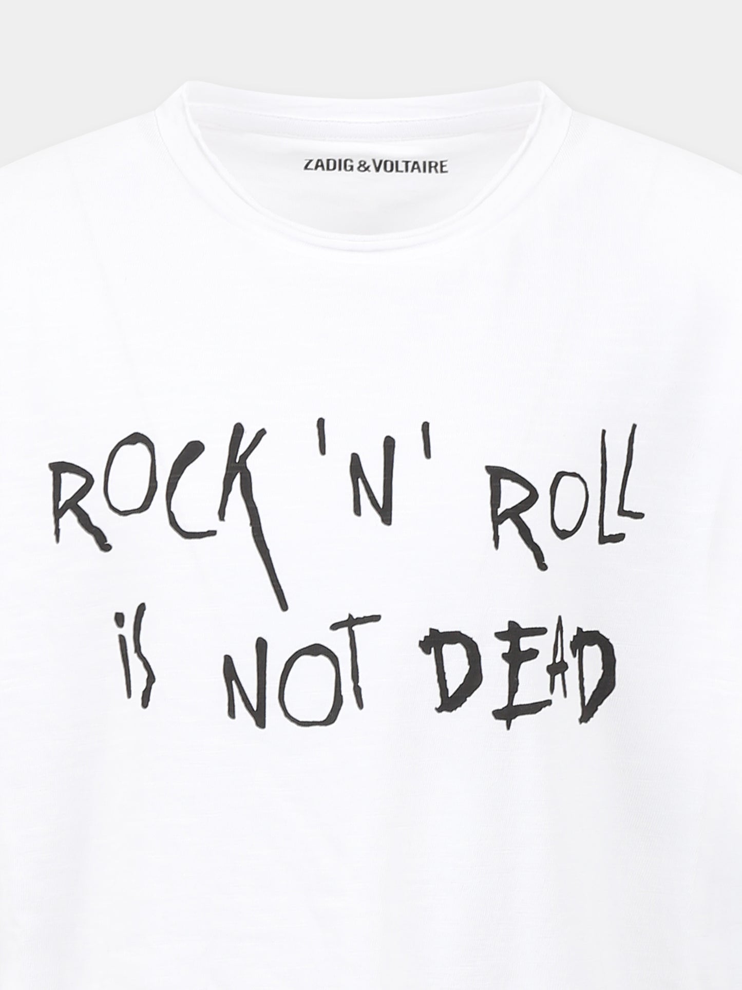T-shirt bianca per bambini con scritta Rock 'n' roll is not dead,Zadig & Voltaire Kids,X60373 10P