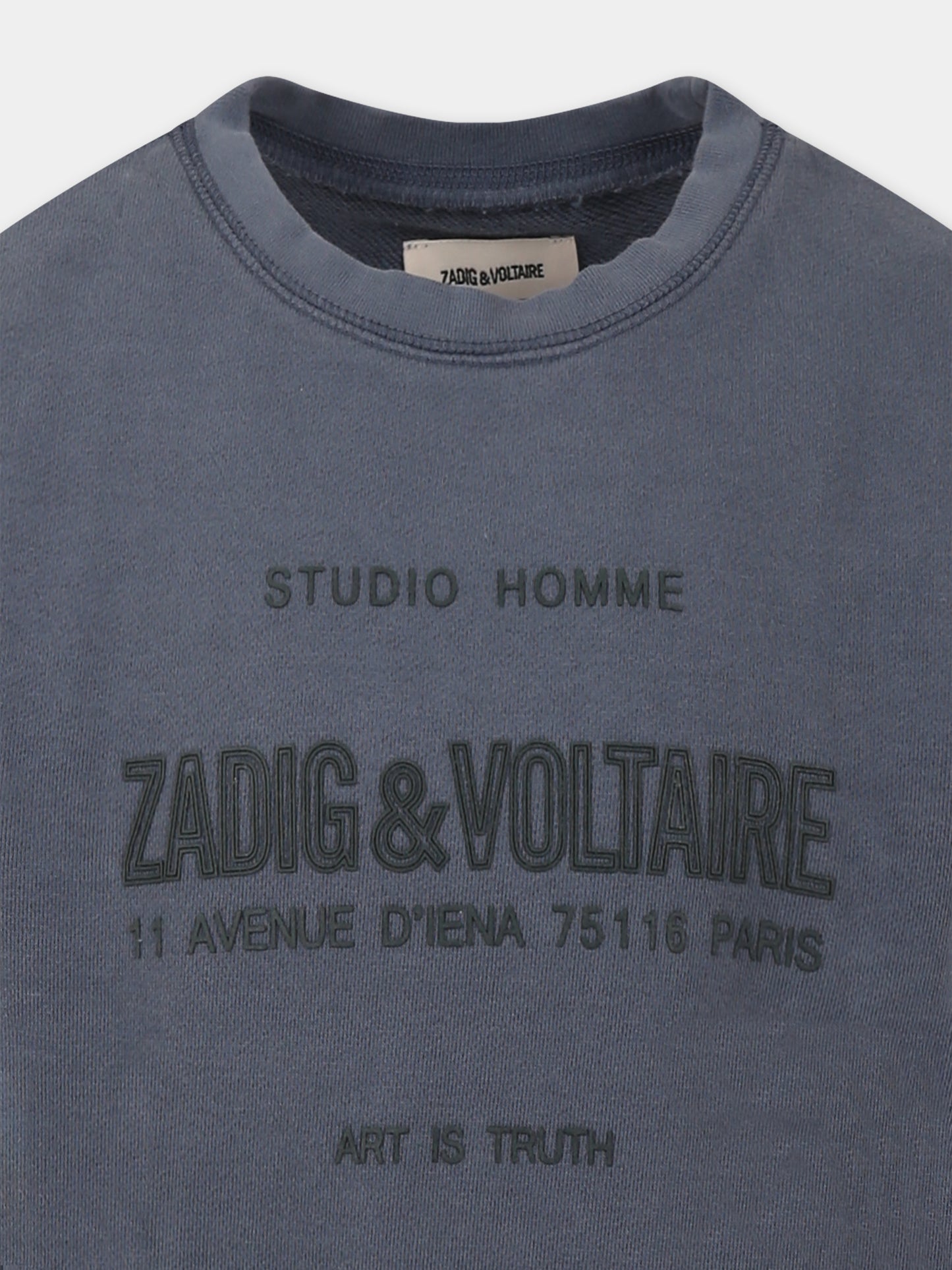 Felpa grigia per bambino con logo,Zadig & Voltaire Kids,X60382 033