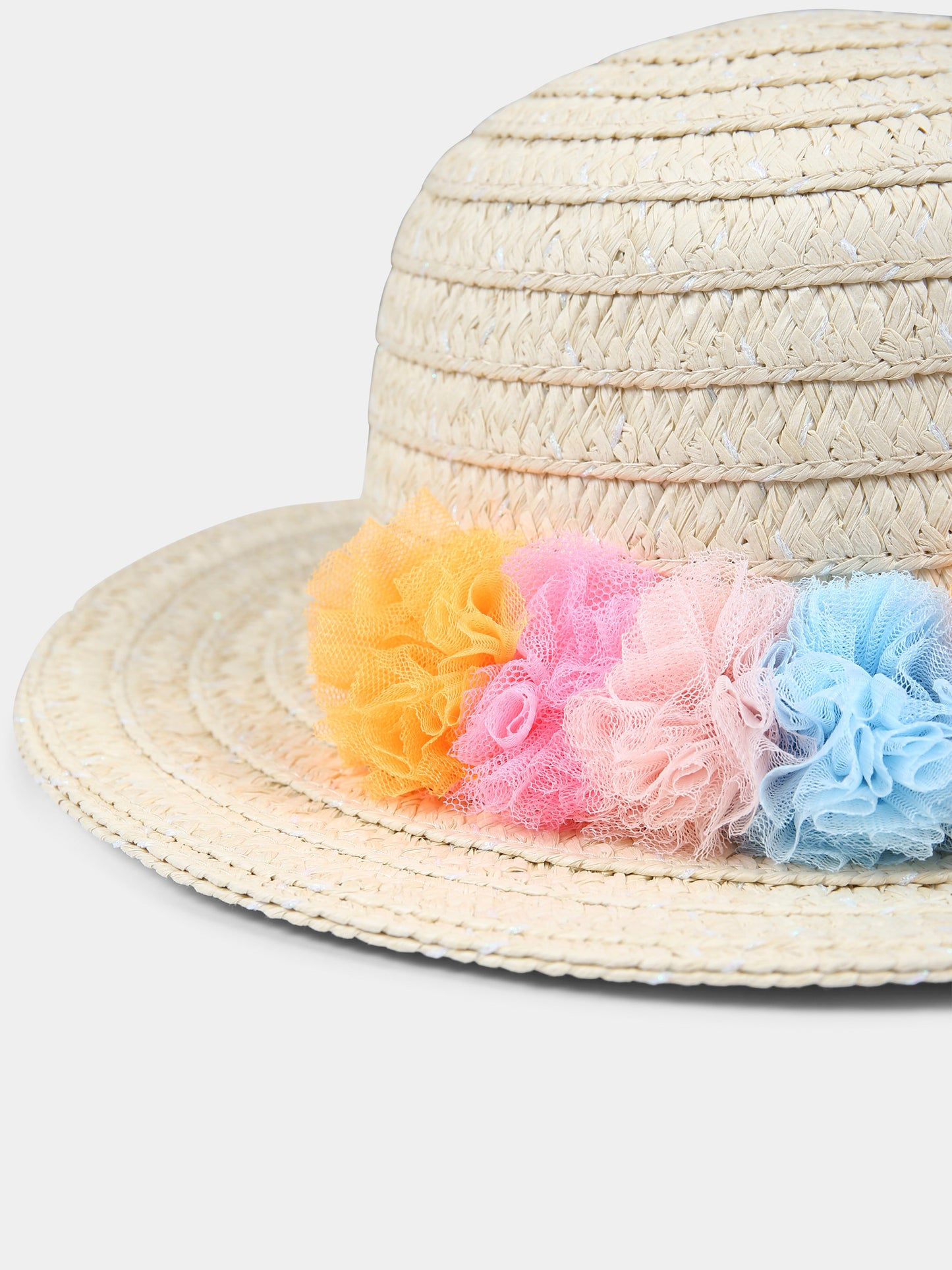 Cappello di paglia beige per bambina con rouches,Billieblush,U21112 Z41