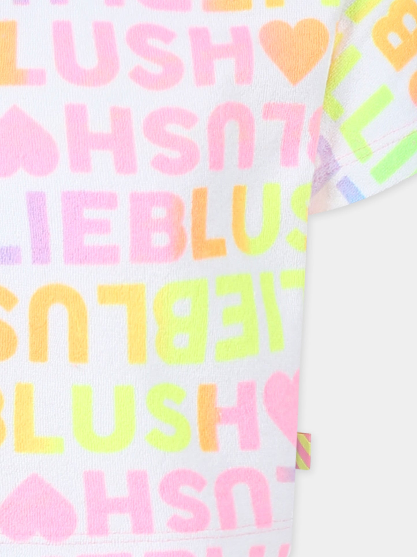 T-shirt crop bianca per bambina con logo all over,Billieblush,U20953 10P