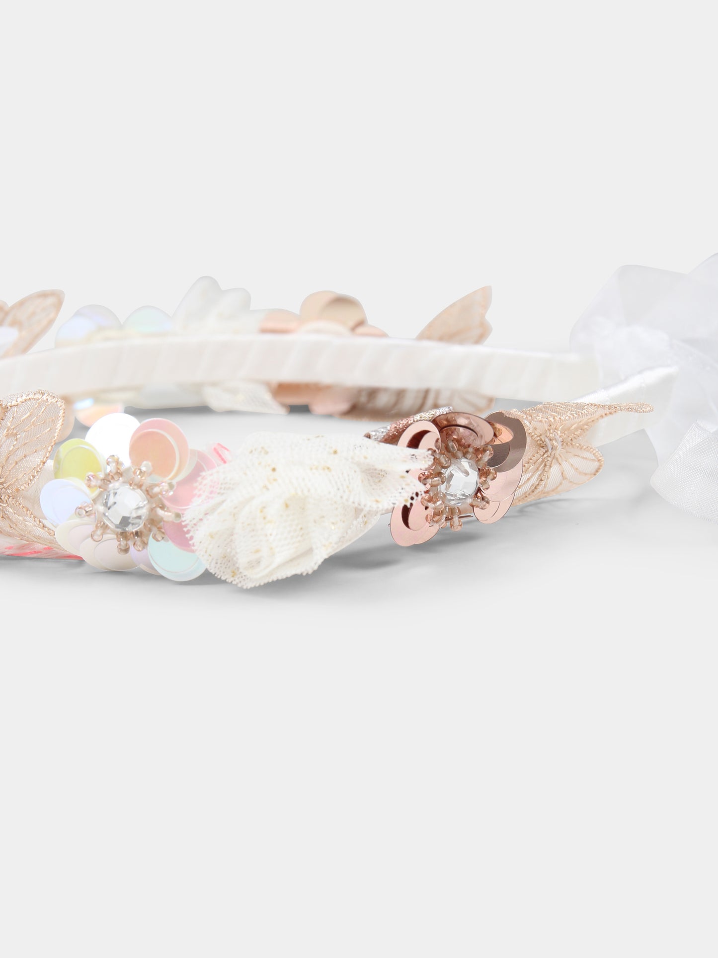 Ivory headband for girl with flowers