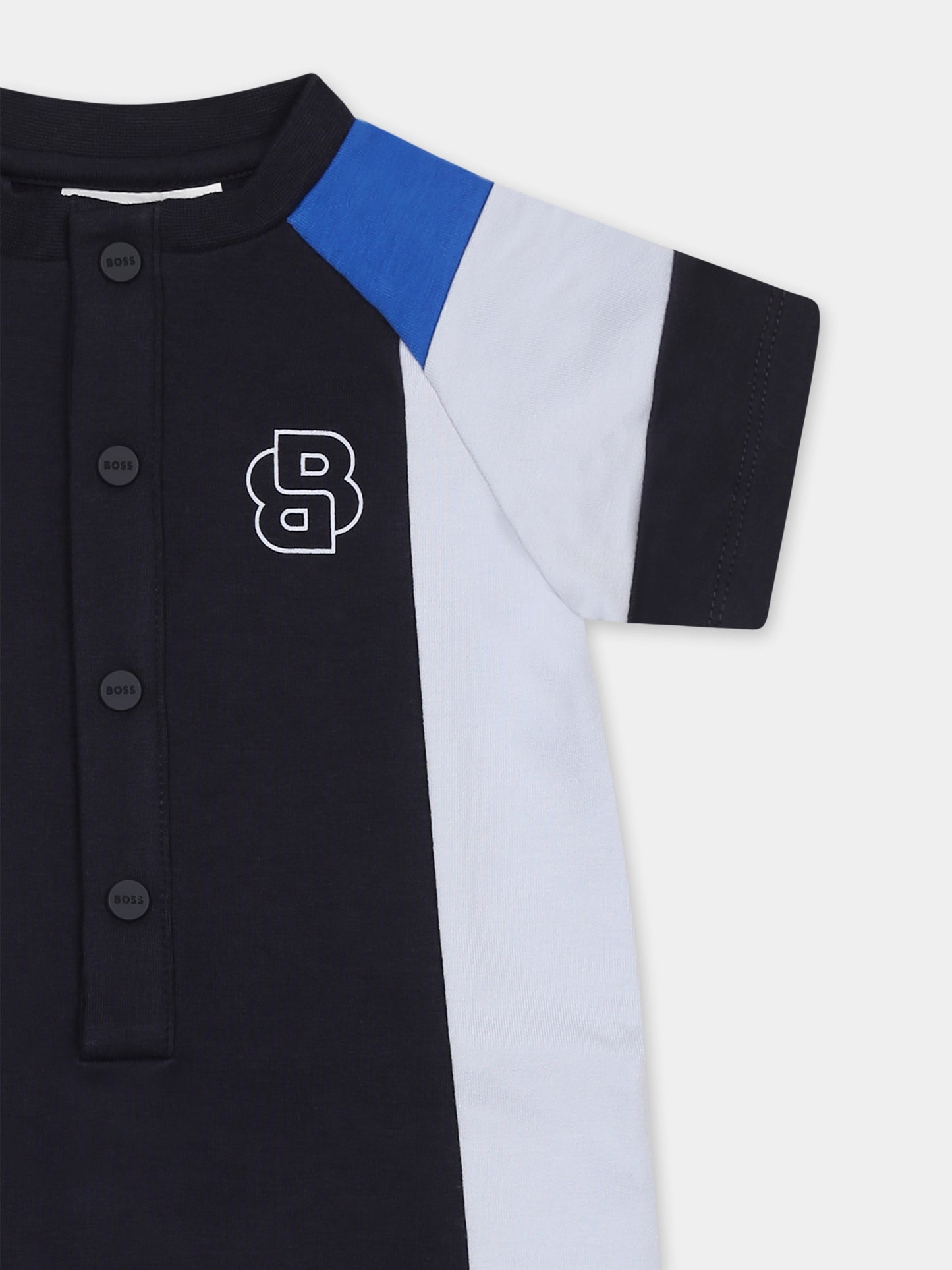 Pagliaccetto blu per neonato con logo,Boss,J52205 849