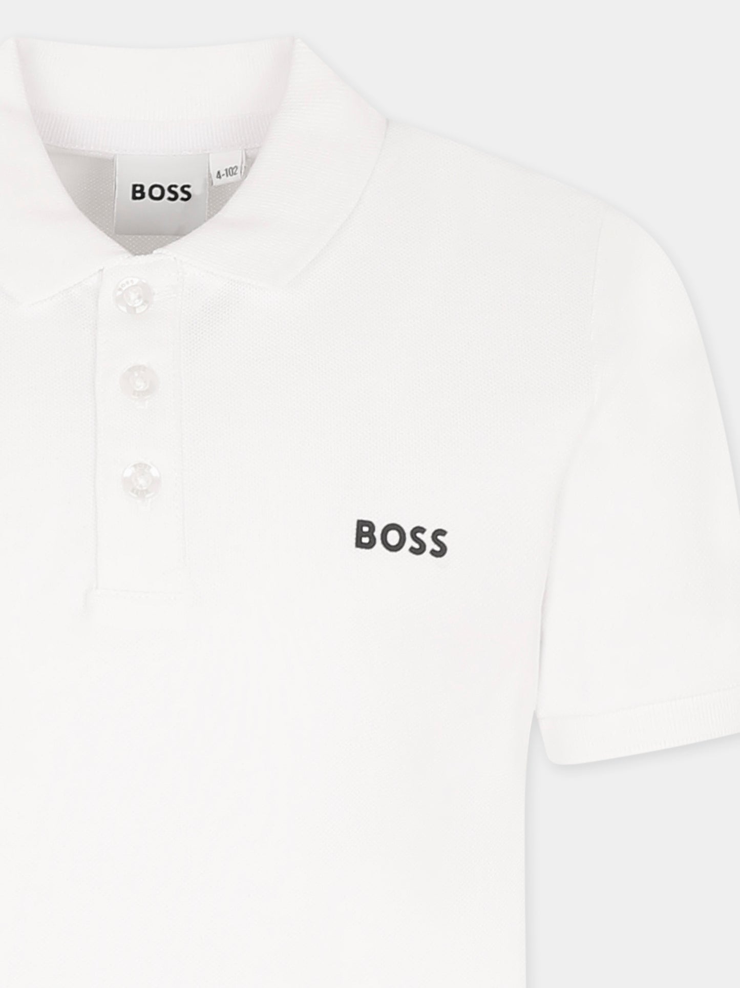 Polo bianca per bambino con logo,Boss,J52014 10P