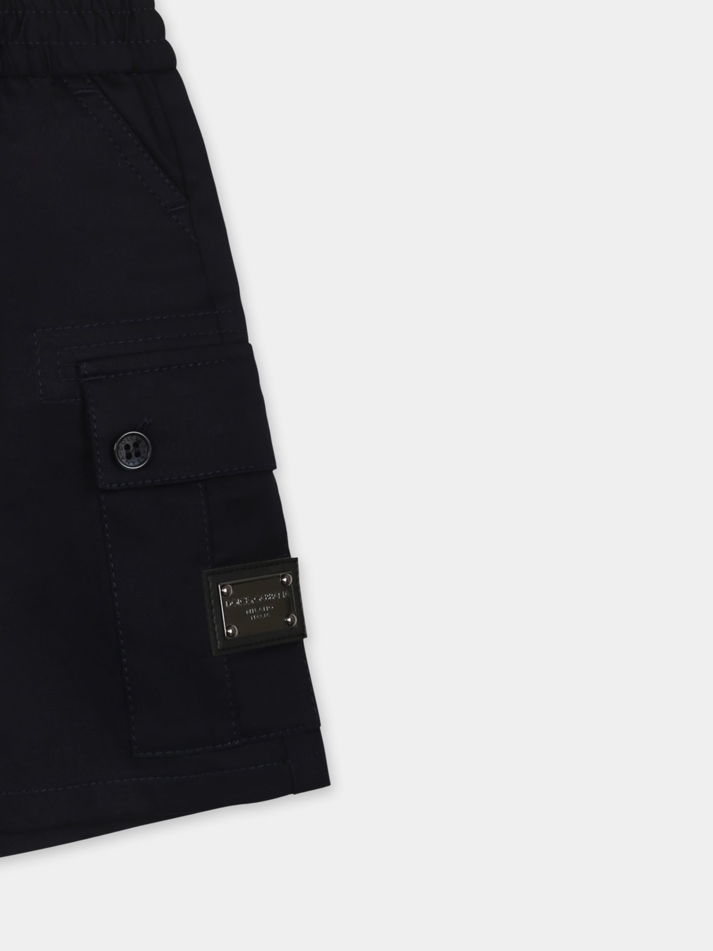 Blue shorts for baby boy with logo